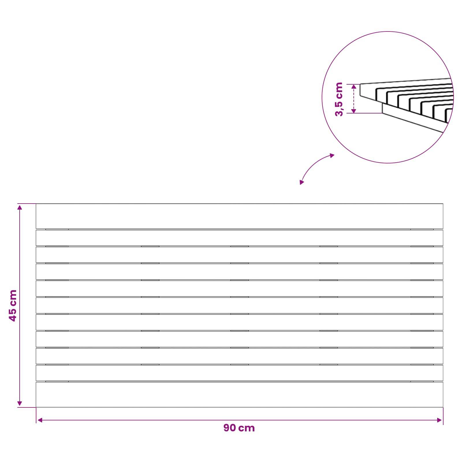 vidaXL Tischplatte 90 x 45 x 3,5 cm Rechtwinklig Massives Teakholz