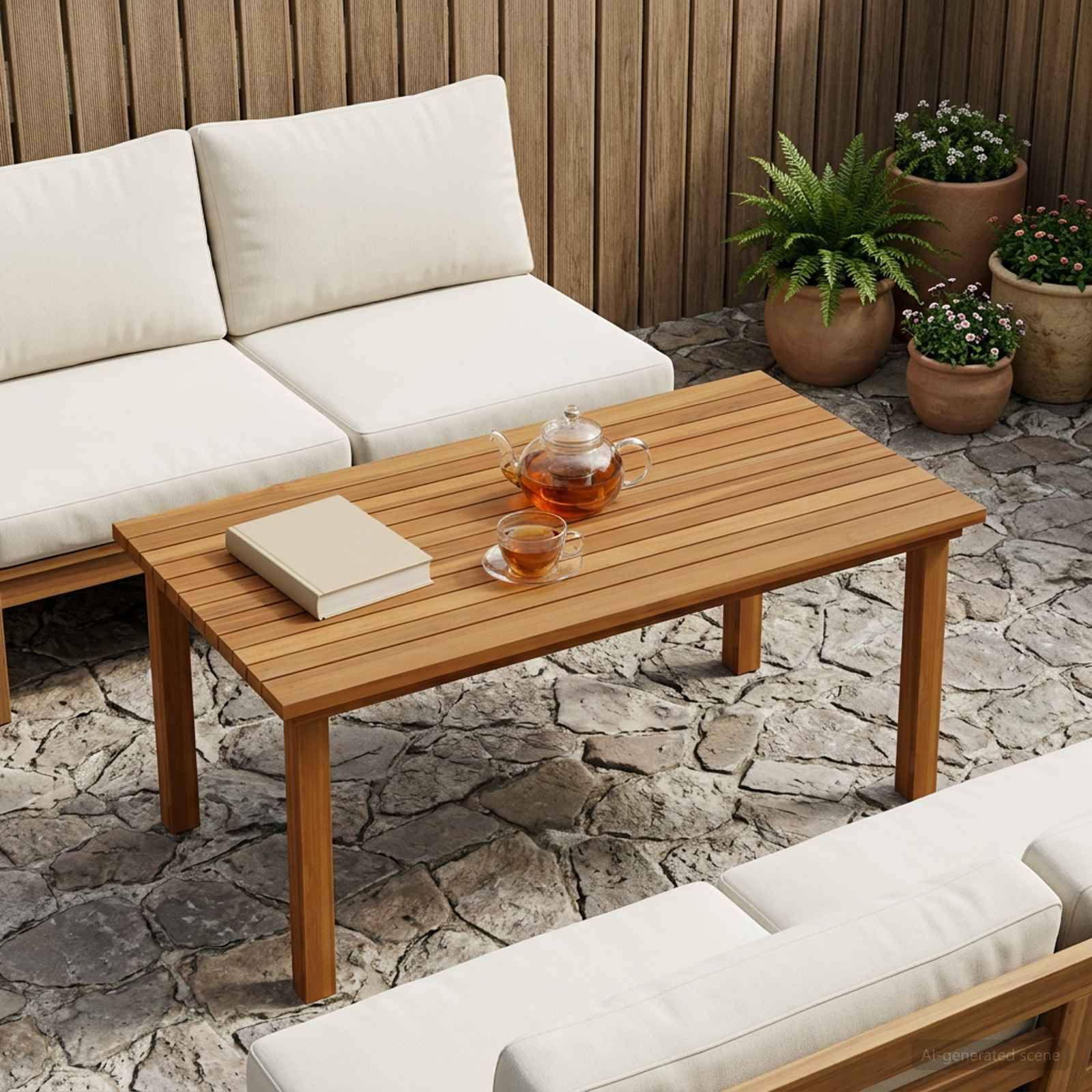 vidaXL Tischplatte 90 x 45 x 3,5 cm Rechtwinklig Massives Teakholz