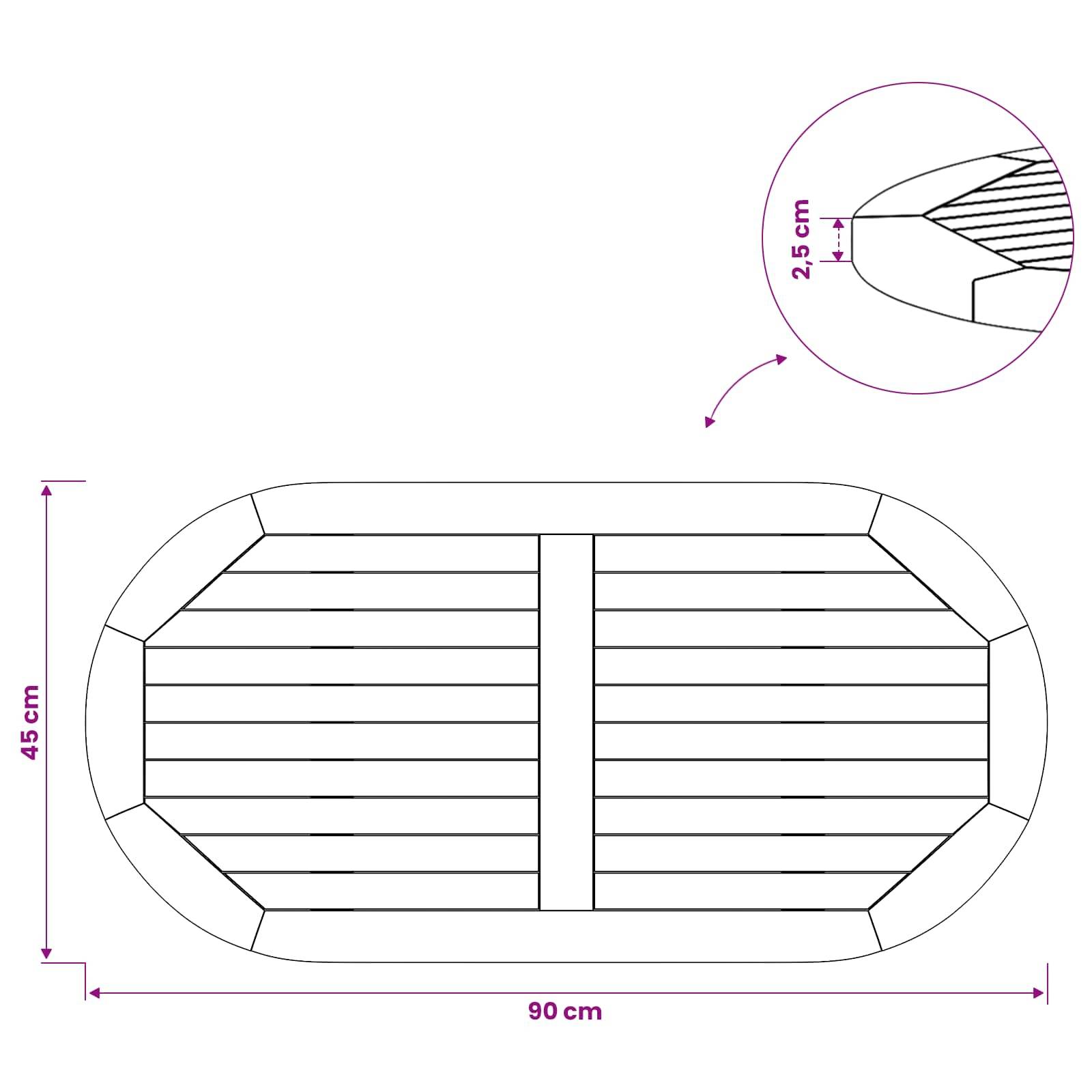 vidaXL Tischplatte Oval Massives Teakholz Natur