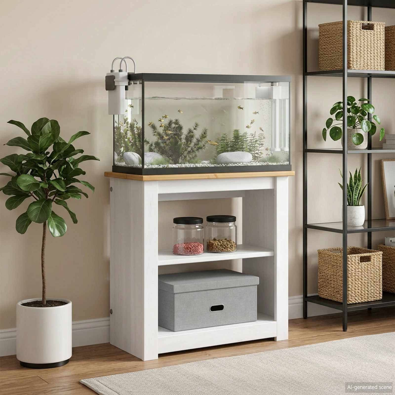vidaXL Aquariumständer PANAMA Weiß und Braun 60 x 30 x 60 cm