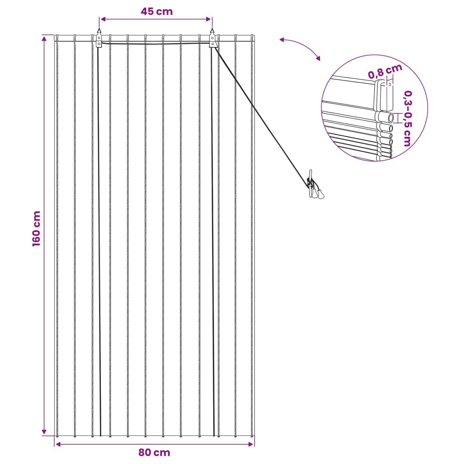 vidaXL Rollo Natur 80 x 160 cm Schilf