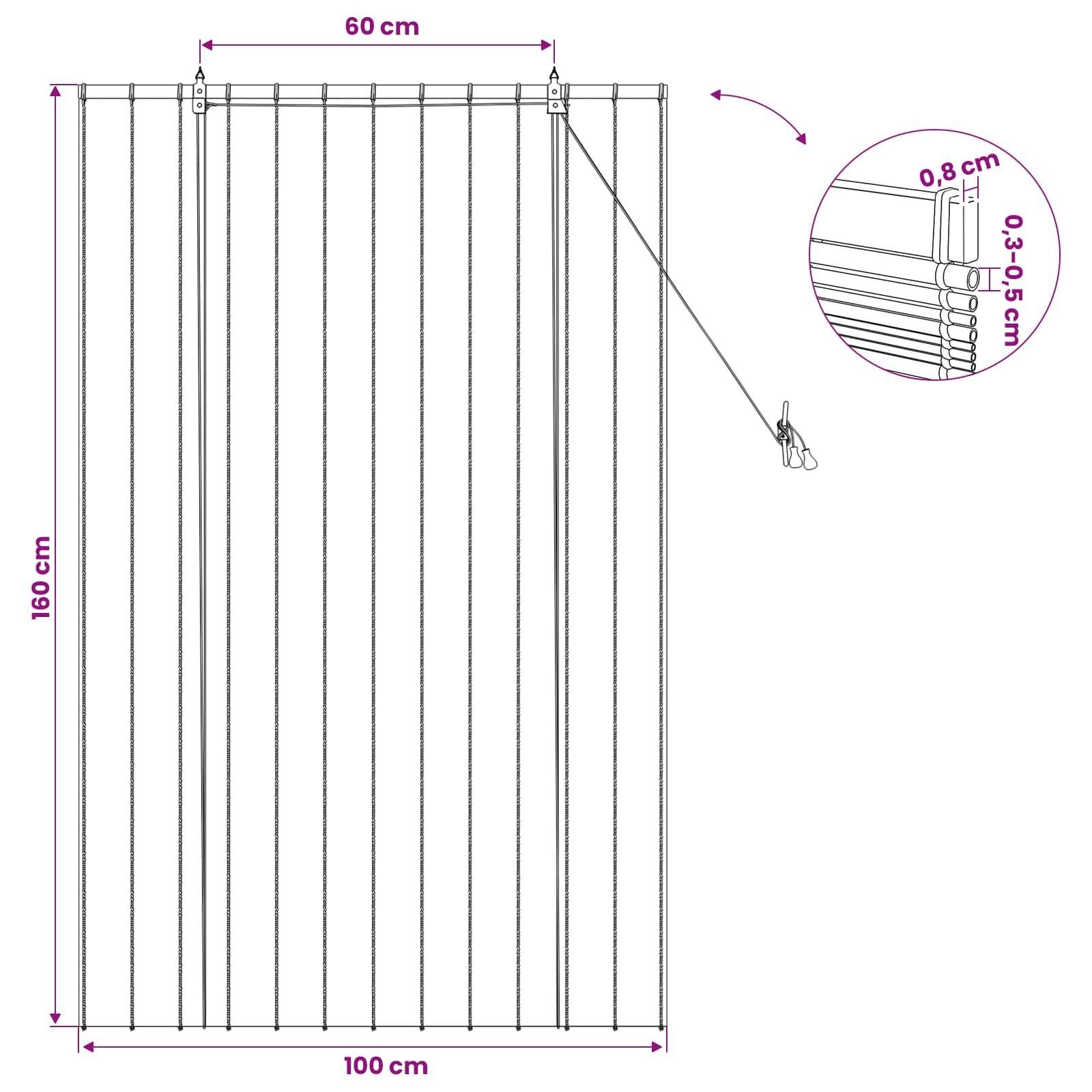 vidaXL Rollo Natur 100 x 160 cm Schilf