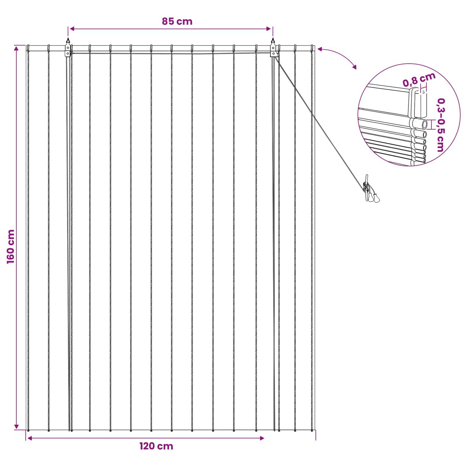 vidaXL Rollo Natur 120 x 160 cm Schilf