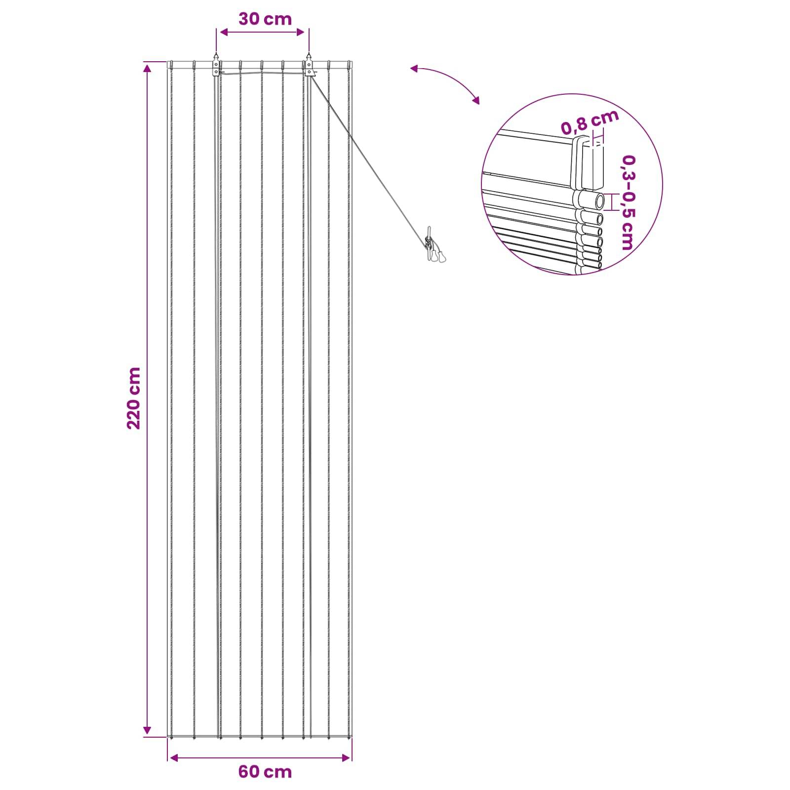 vidaXL Rollo Natur 60 x 220 cm Schilf