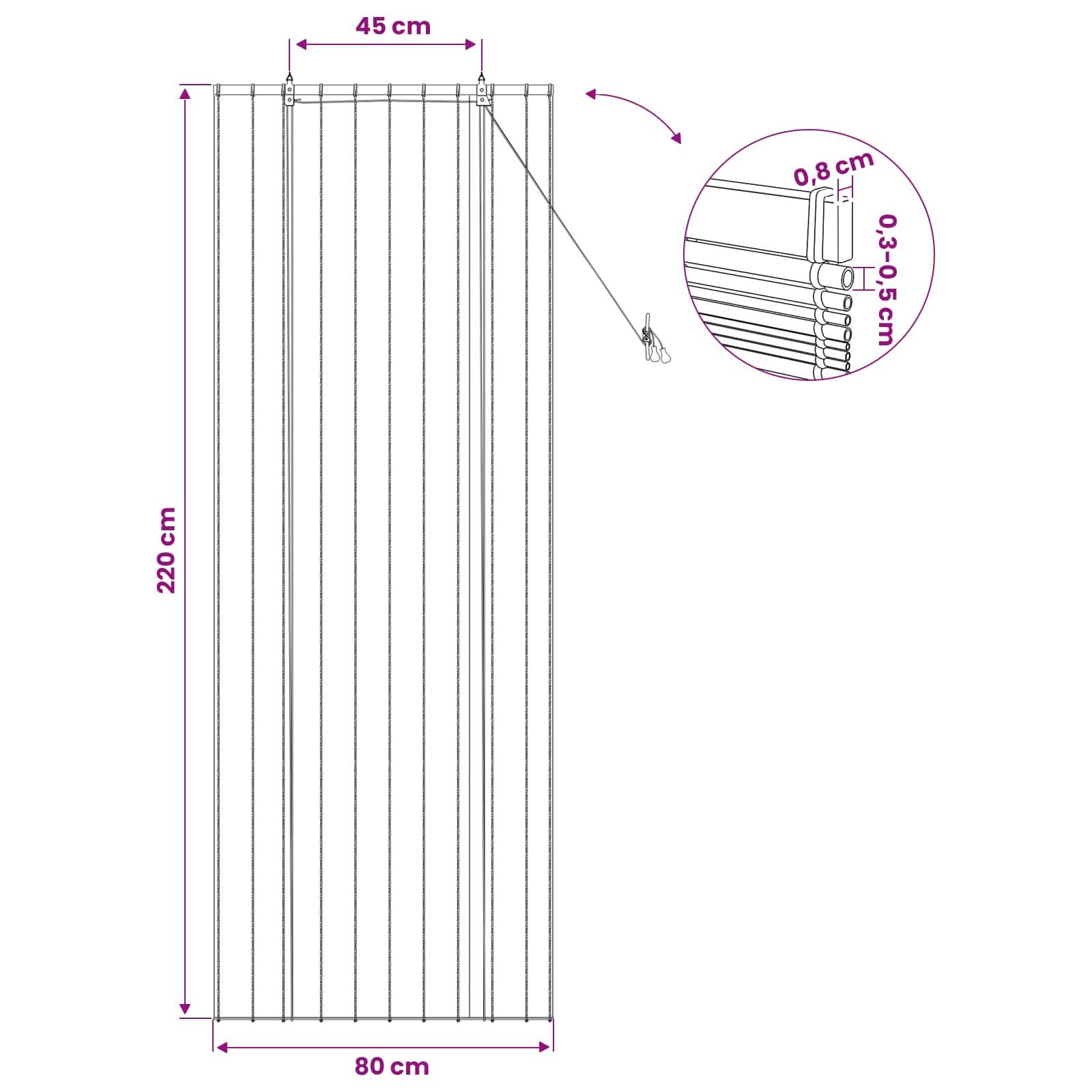 vidaXL Rollo Natur 80 x 220 cm Schilf