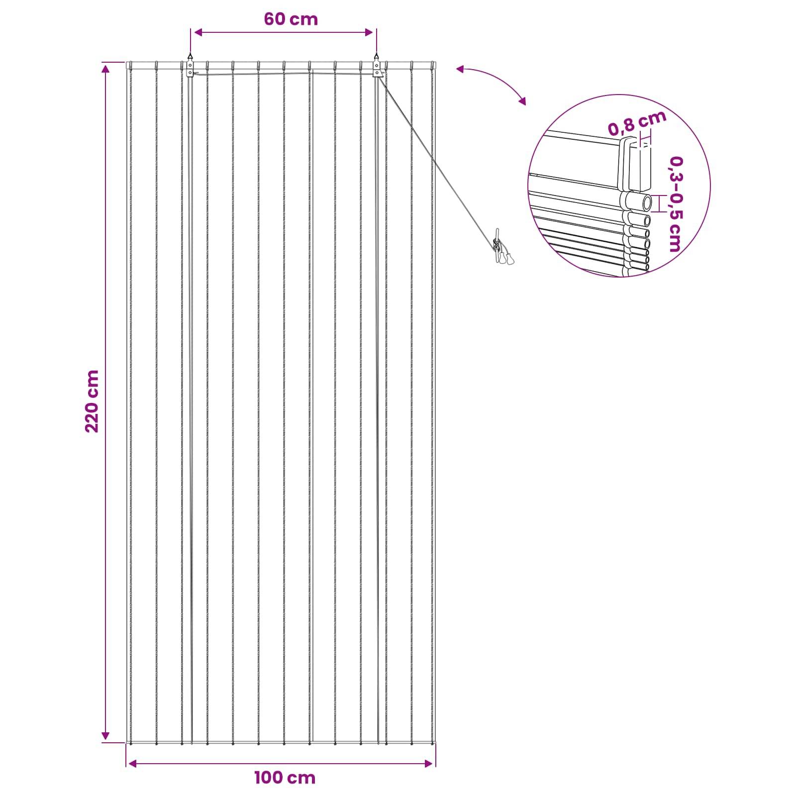 vidaXL Rollo Natur 100 x 220 cm Schilf