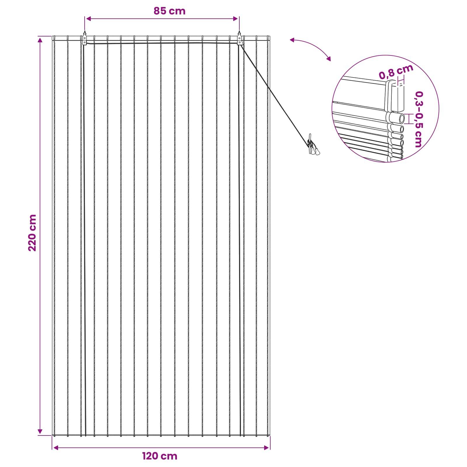 vidaXL Rollo Natur 120 x 220 cm Schilf