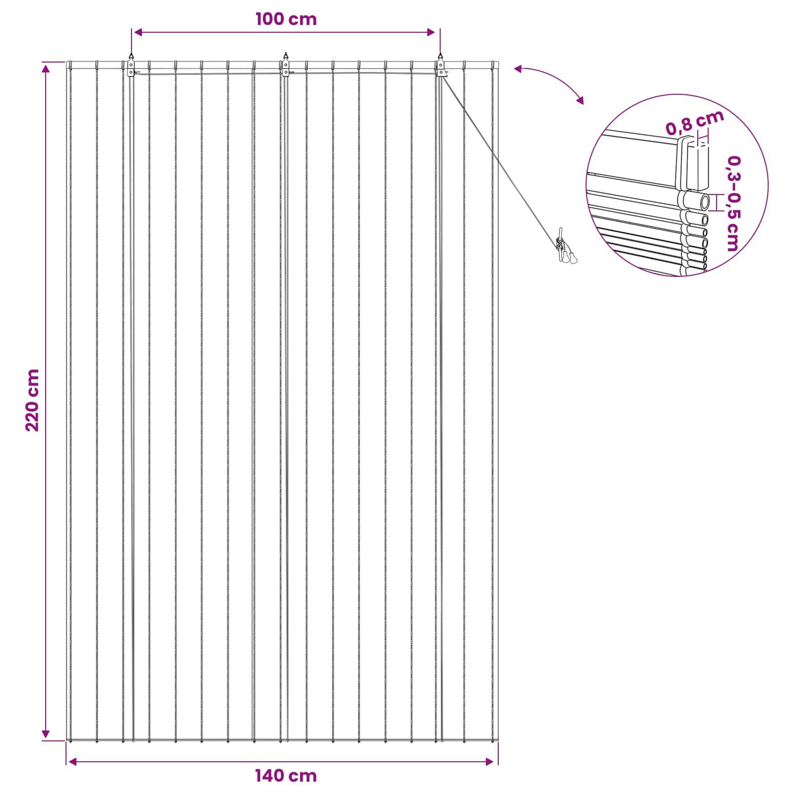 vidaXL Rollo Natur 140 x 220 cm Schilf