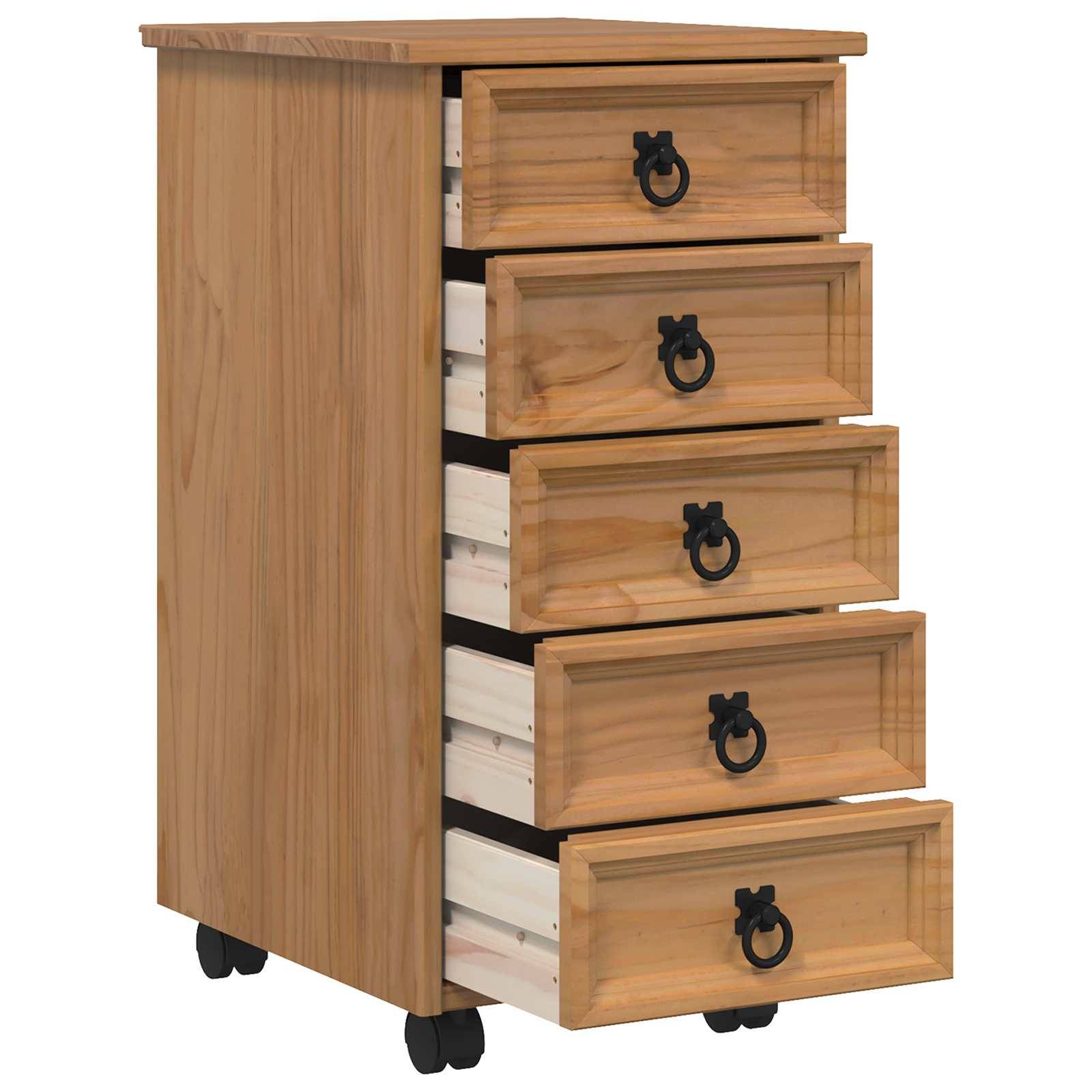 vidaXL Rollcontainer mit Schubladen CORONA Honigbraun