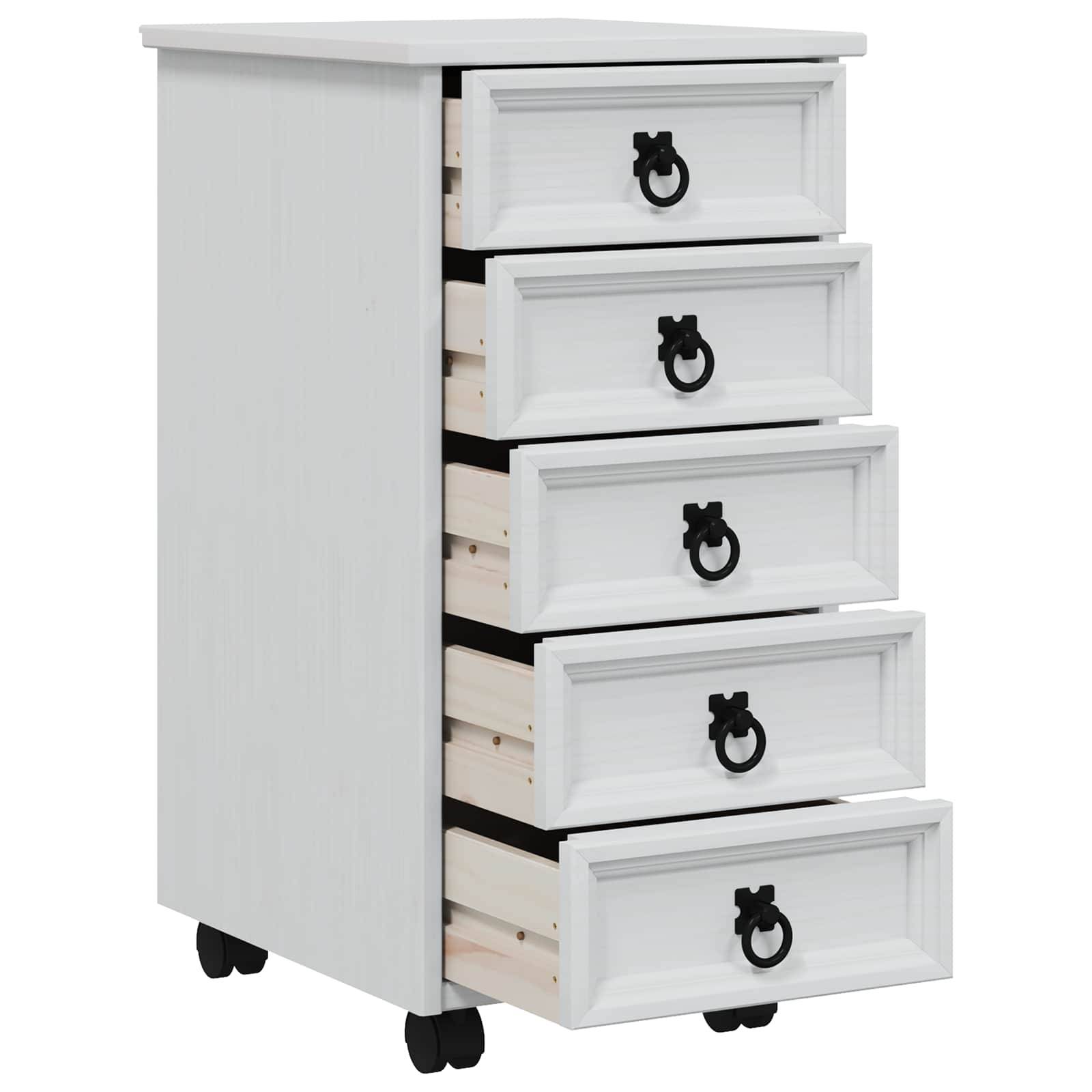 vidaXL Rollcontainer mit Schubladen CORONA Weiß