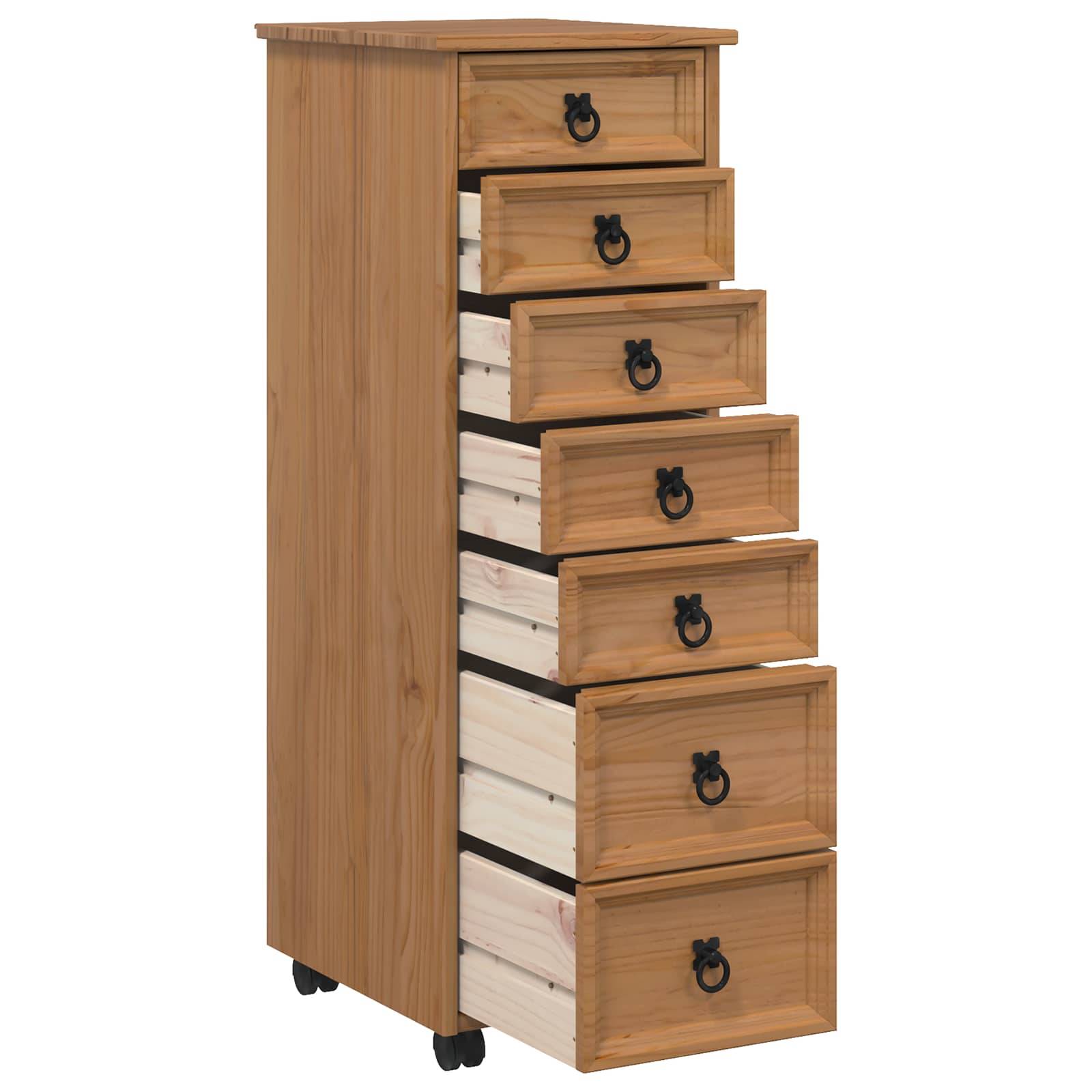 vidaXL Rollcontainer mit Schubladen CORONA Honigbraun