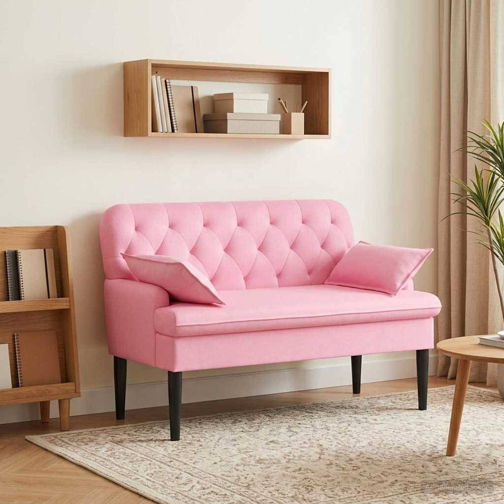 vidaXL Zweisitzer mit Knopfheftung Rosa 111 x 68 x 80 cm Stoff