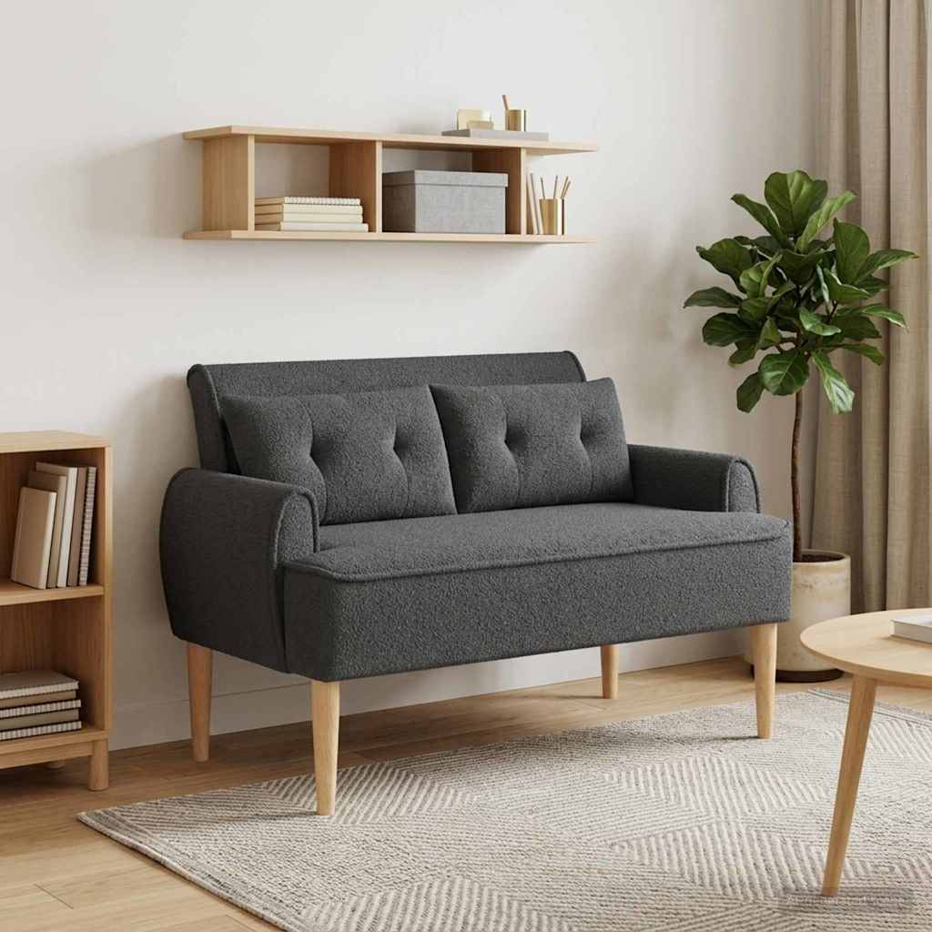 vidaXL Zweisitzer mit Knopfheftung Dunkelgrau 117 x 67 x 77 cm Bouclé