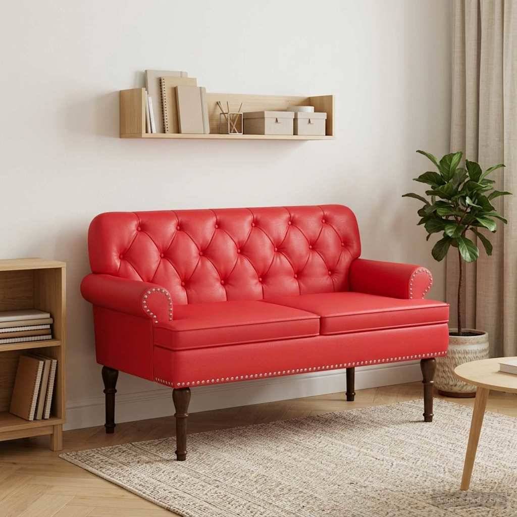 vidaXL Zweisitzer mit Knopfheftung Rot 120 x 65 x 77 cm Kunstleder