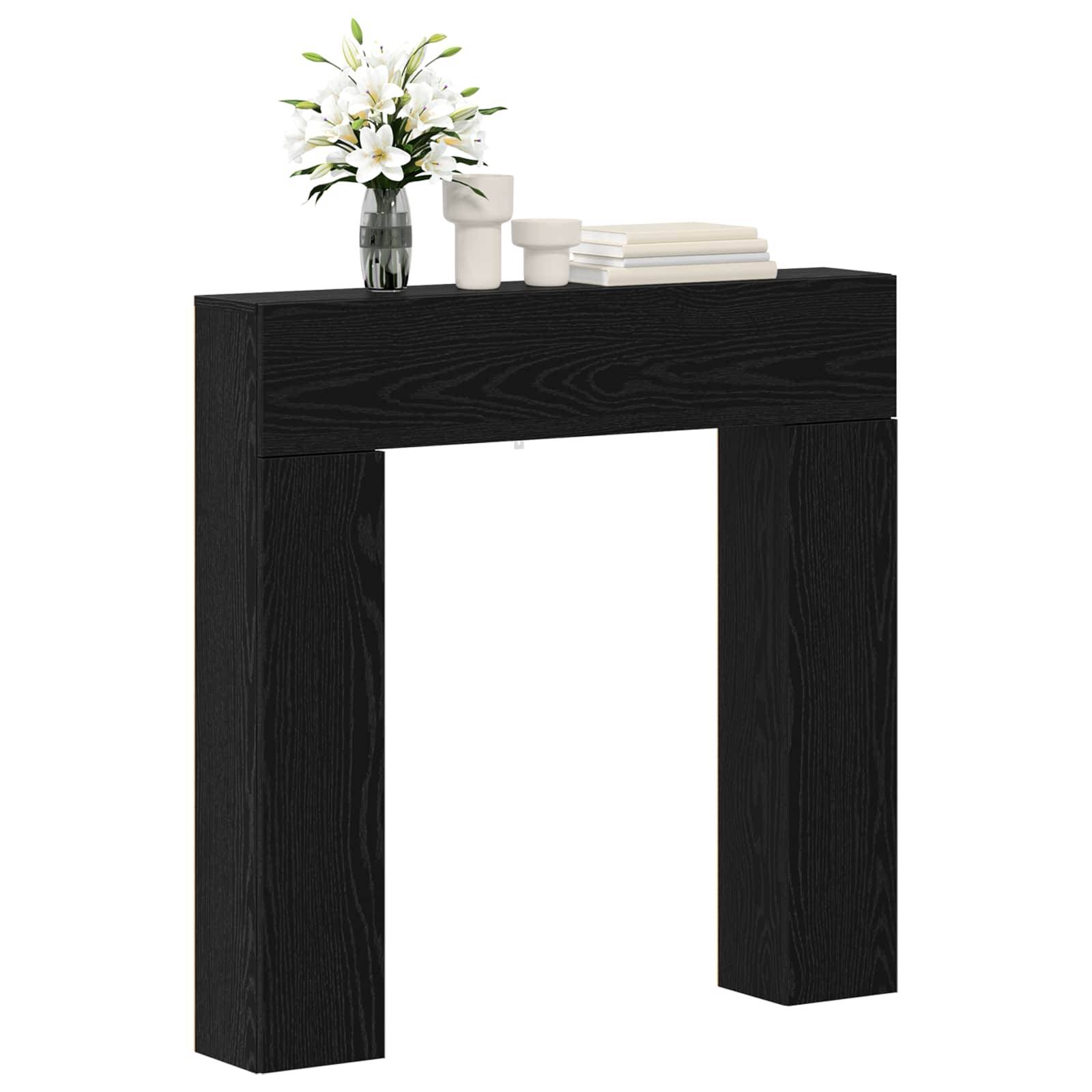 vidaXL Kaminumrandung Schwarz Eichen-Optik 102 x 18 x 100,5 cm