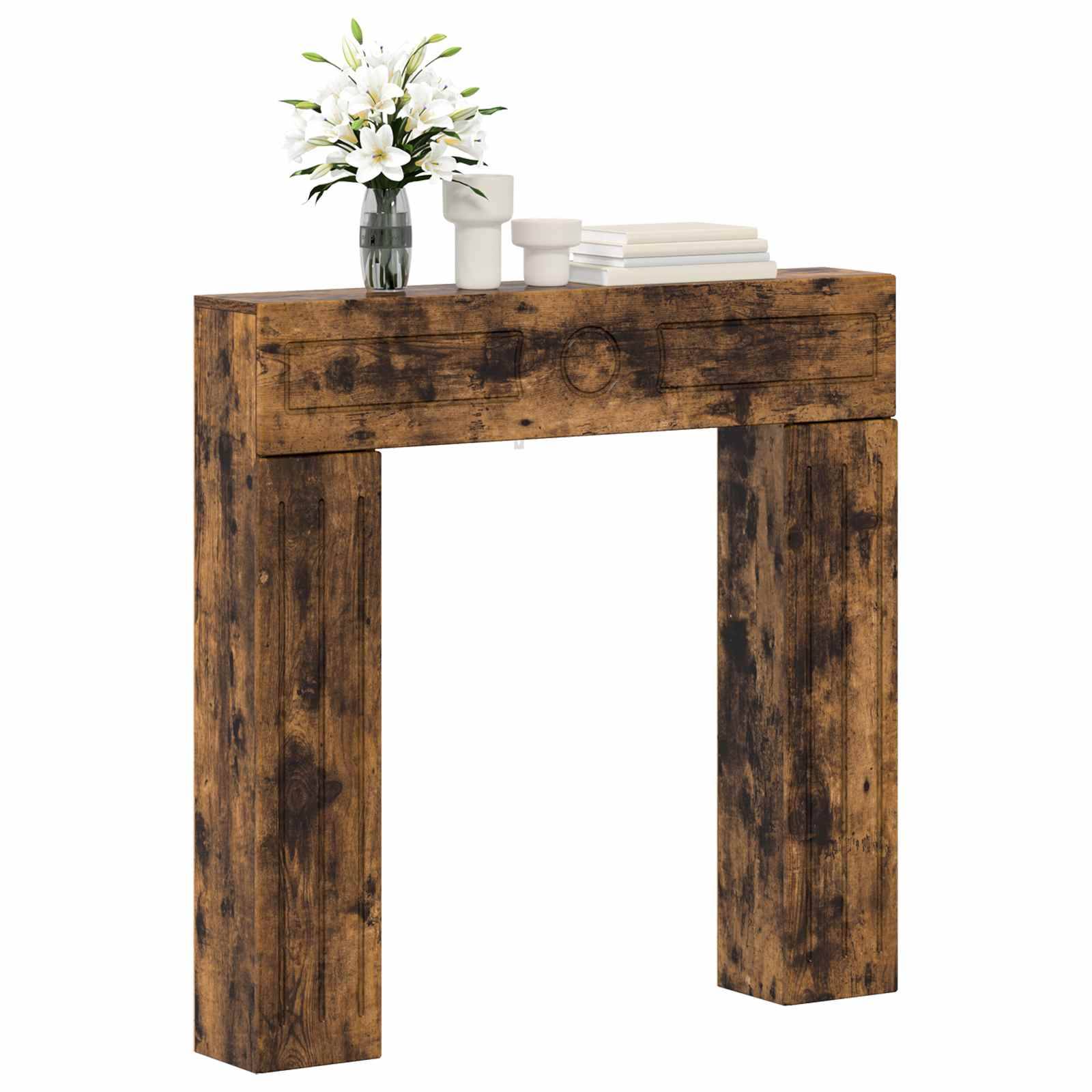 vidaXL Kaminumrandung Raucheiche 102 x 18 x 100,5 cm Holzwerkstoff