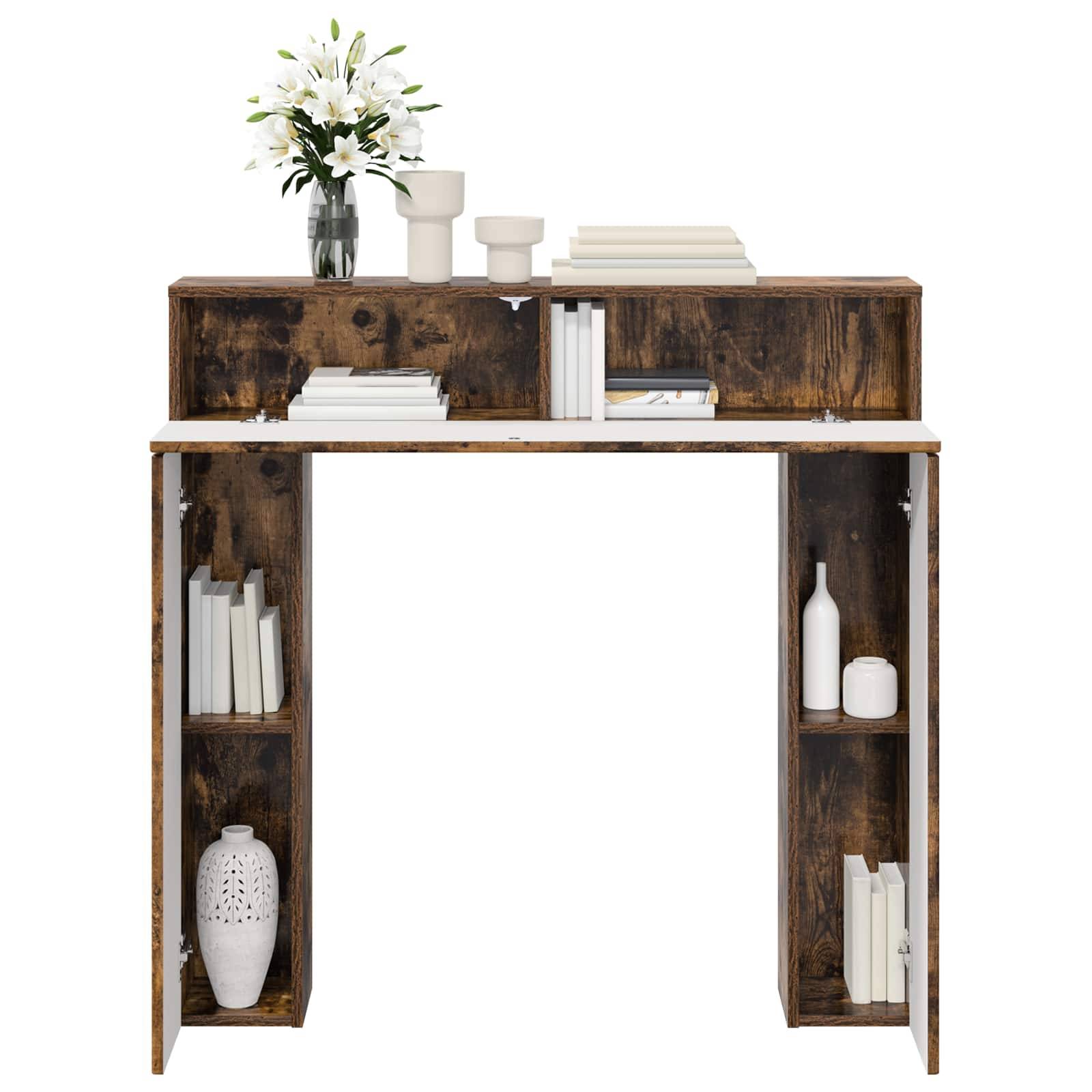 vidaXL Kaminumrandung Raucheiche 102 x 18 x 100,5 cm Holzwerkstoff