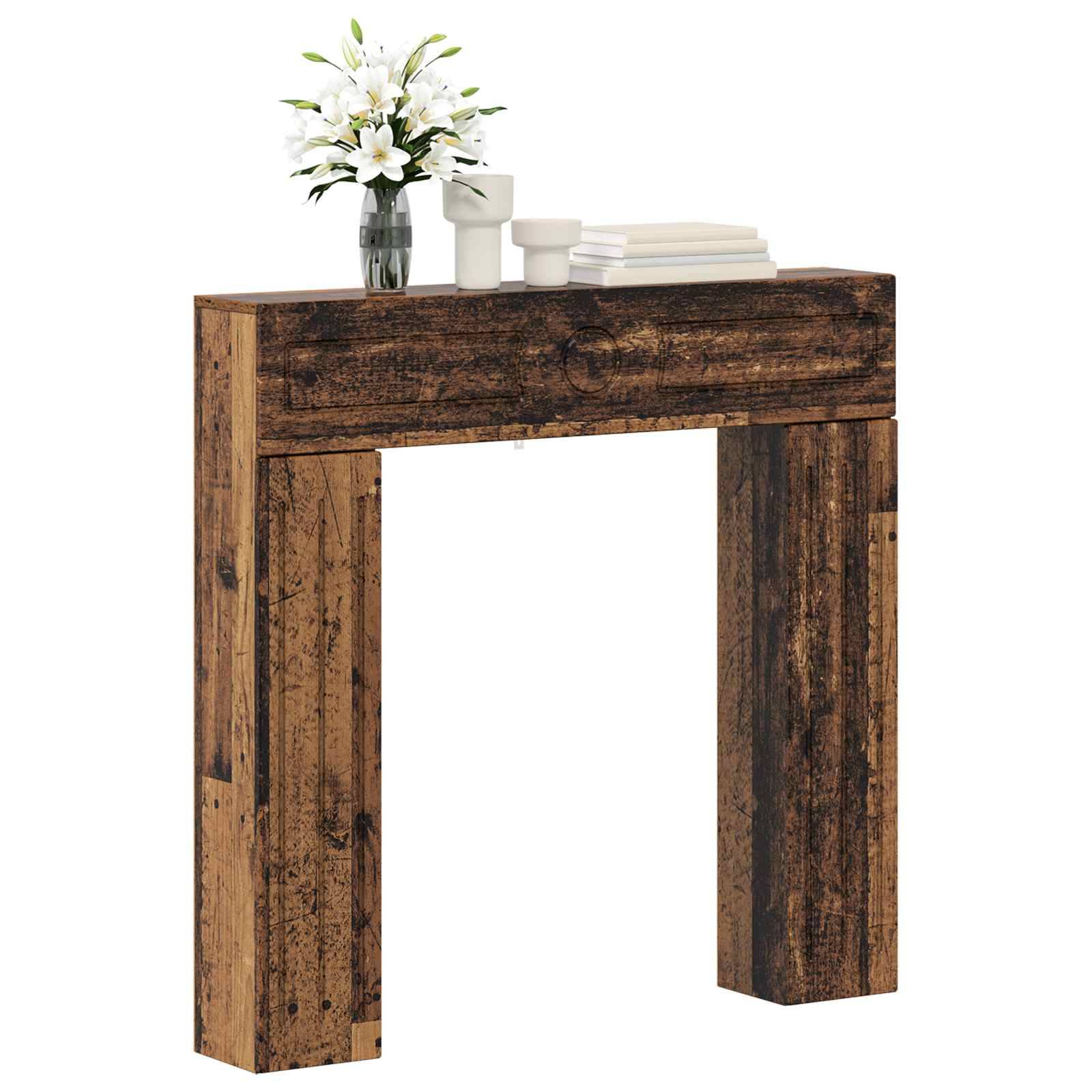 vidaXL Kaminumrandung Altholz 102 x 18 x 100,5 cm Holzwerkstoff
