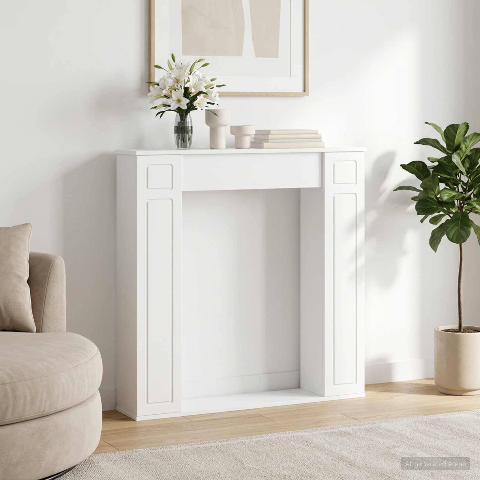 vidaXL Kaminumrandung Weiß 100 x 20 x 100 cm Holzwerkstoff