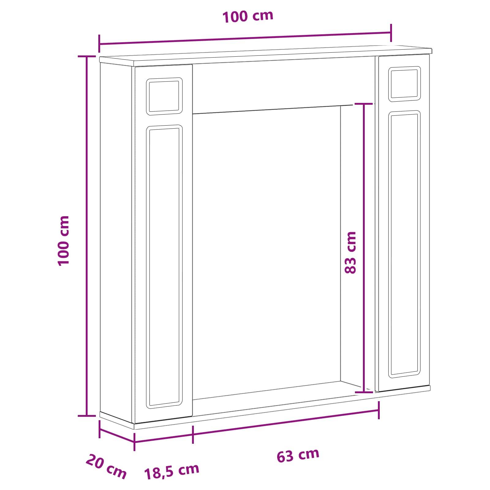vidaXL Kaminumrandung Weiß 100 x 20 x 100 cm Holzwerkstoff