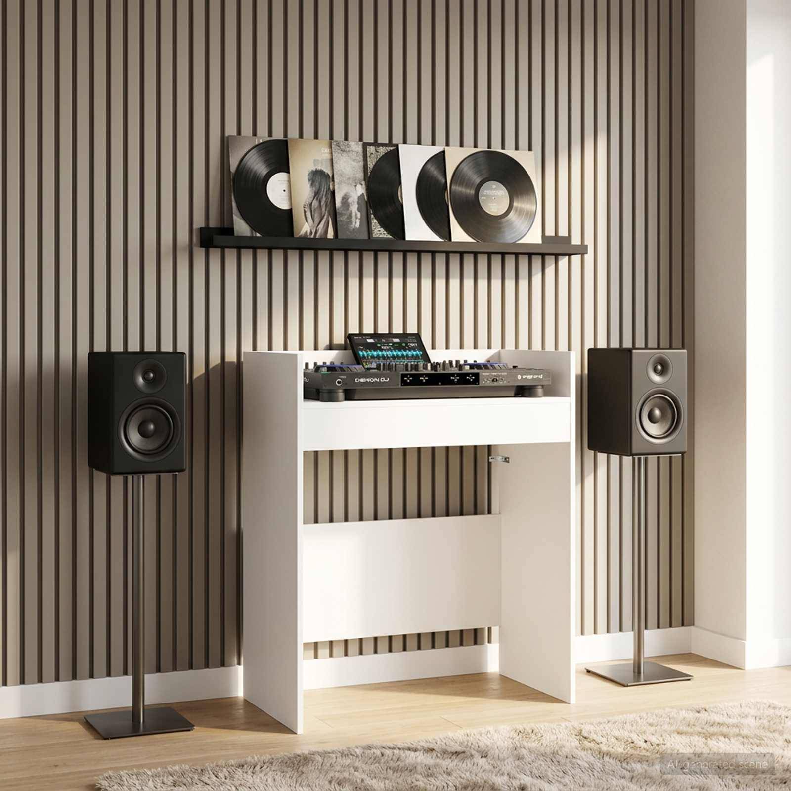 vidaXL DJ Tisch Weiß 102 x 45 x 102 cm Holzwerkstoff