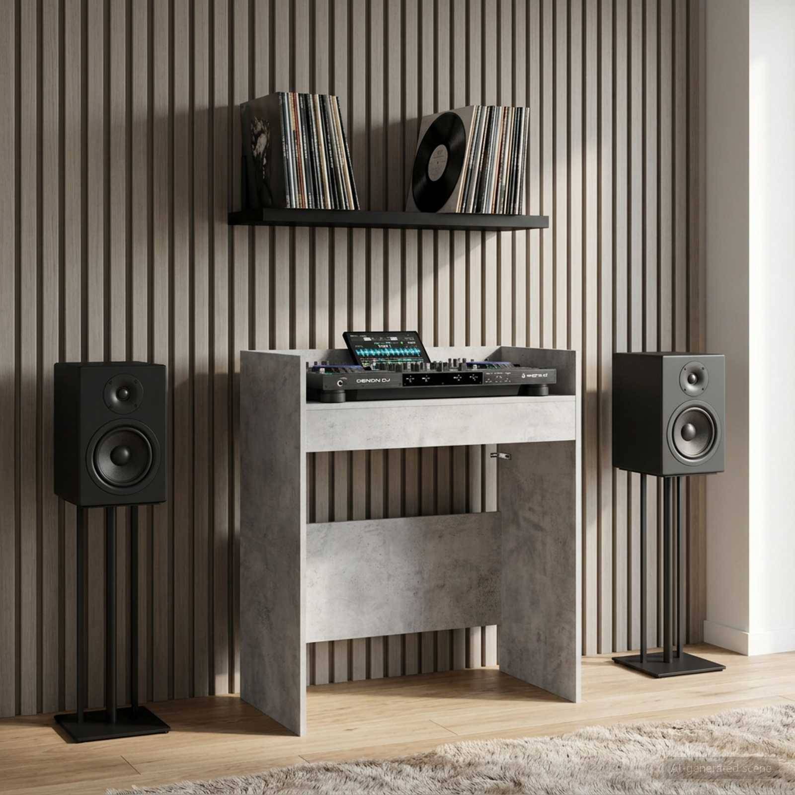 vidaXL DJ Tisch Betongrau 102 x 45 x 102 cm Holzwerkstoff