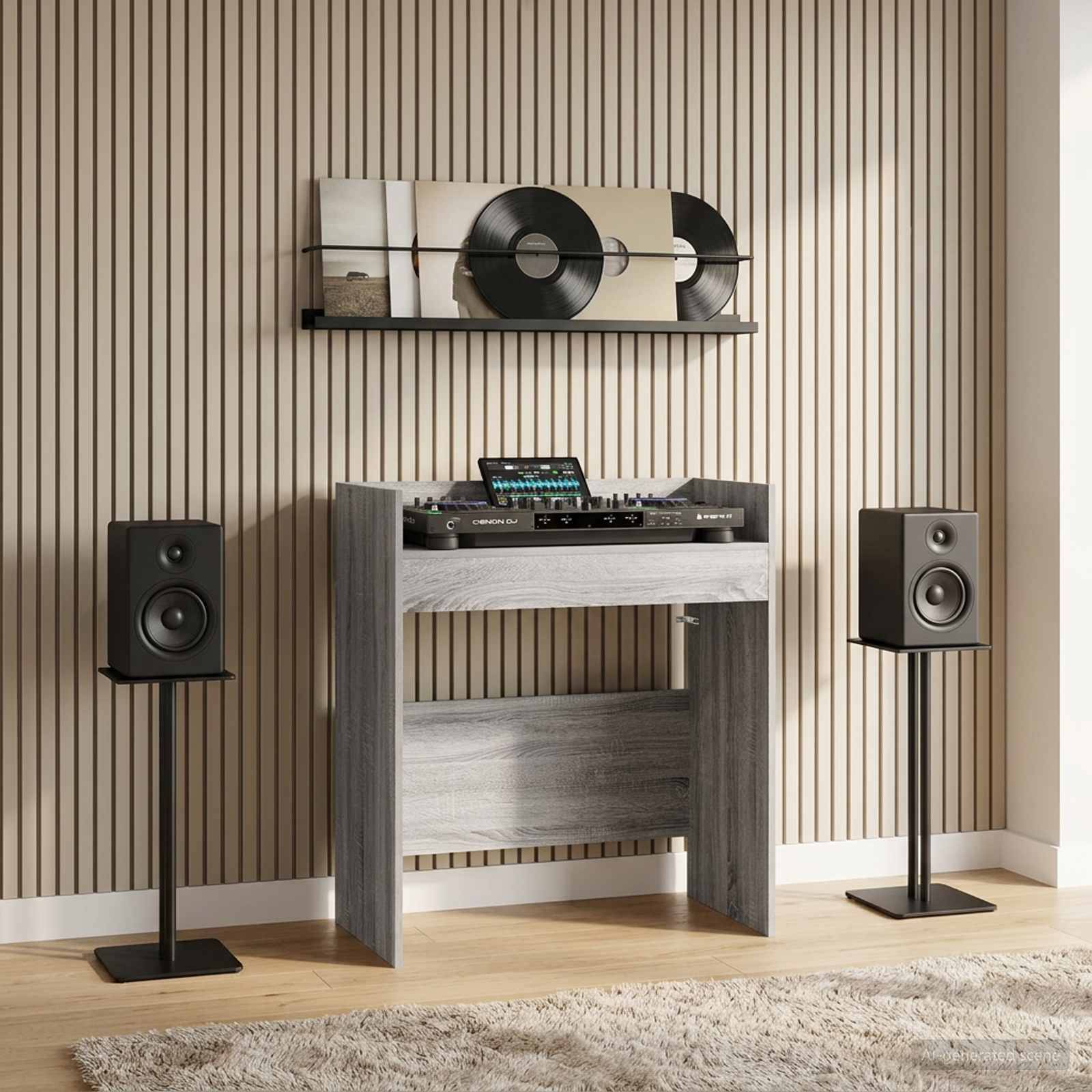 vidaXL DJ Tisch Sonoma-Grau 102 x 45 x 102 cm Holzwerkstoff