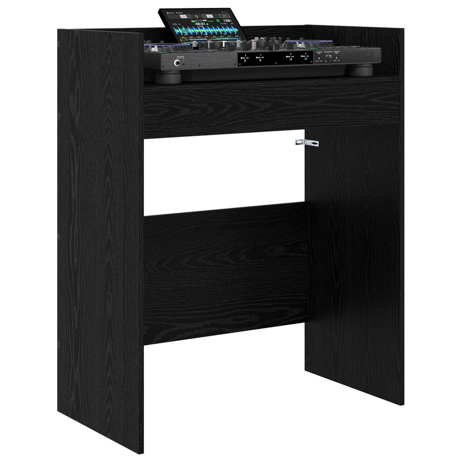 vidaXL DJ Tisch Schwarz Eichen-Optik 82 x 45 x 102 cm Holzwerkstoff