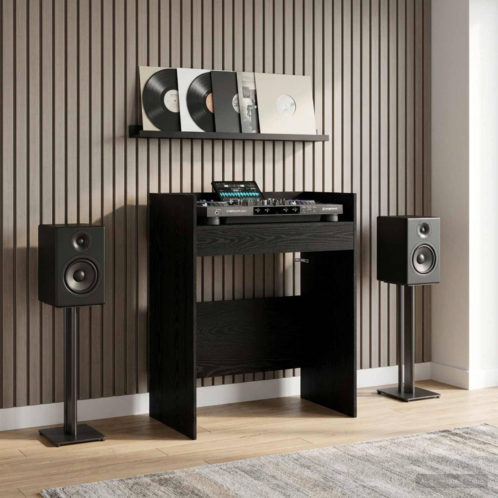 vidaXL DJ Tisch Schwarz Eichen-Optik 62 x 45 x 102 cm Holzwerkstoff