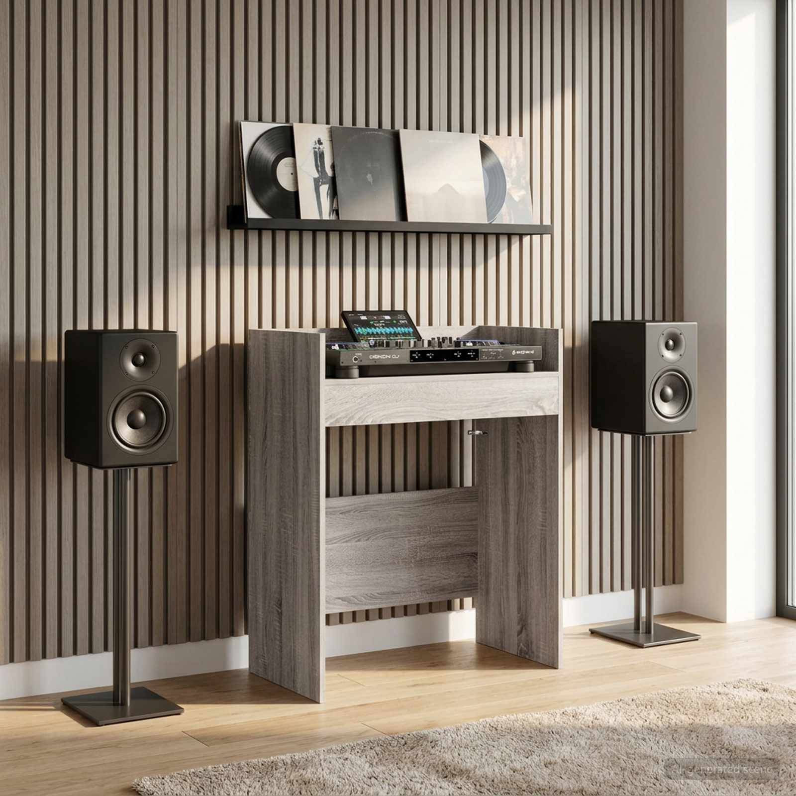 vidaXL DJ Tisch Sonoma-Grau 62 x 45 x 102 cm Holzwerkstoff