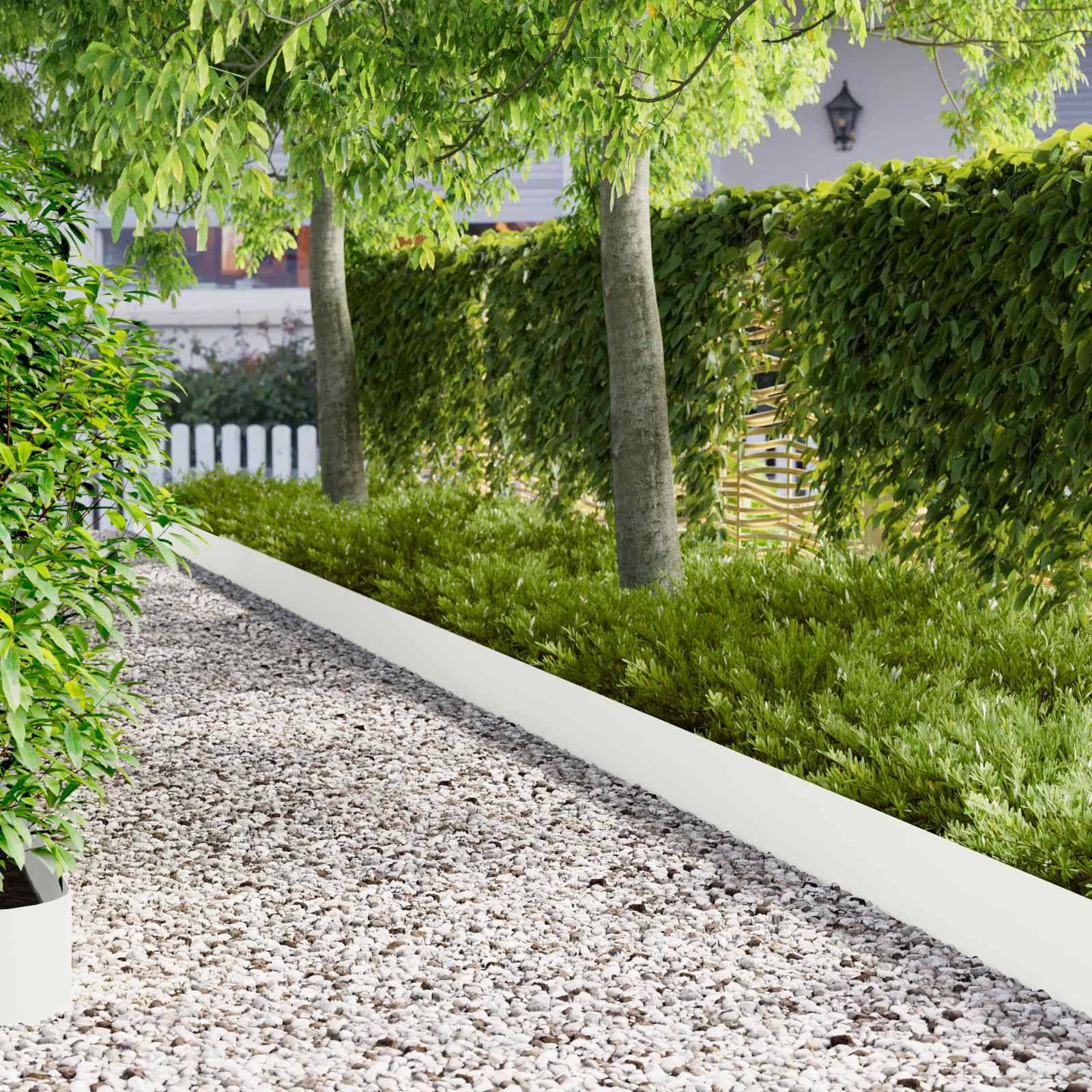 vidaXL Raseneinfassung 30 pcs 102 x 15 x 4 cm Stahl Weiß