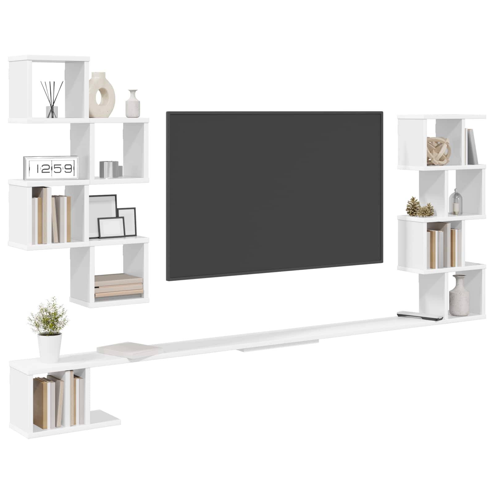 vidaXL Wandmontiertes TV-Regal Weiß 200 x 15 x 94 cm Holzwerkstoff