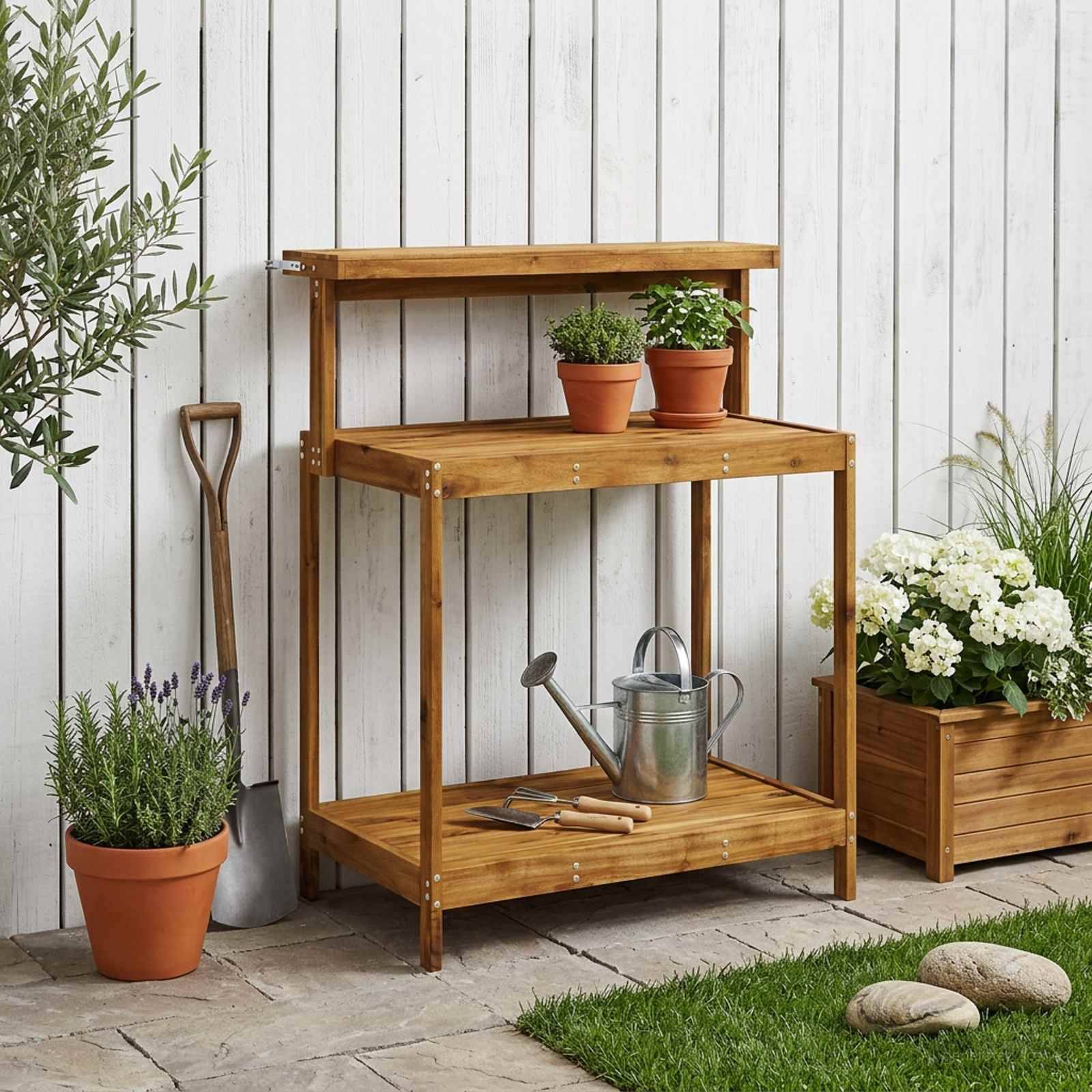 vidaXL Outdoor Umtopfbank 86,5 x 48,5 x 106 cm Massivholz Akazie Natur