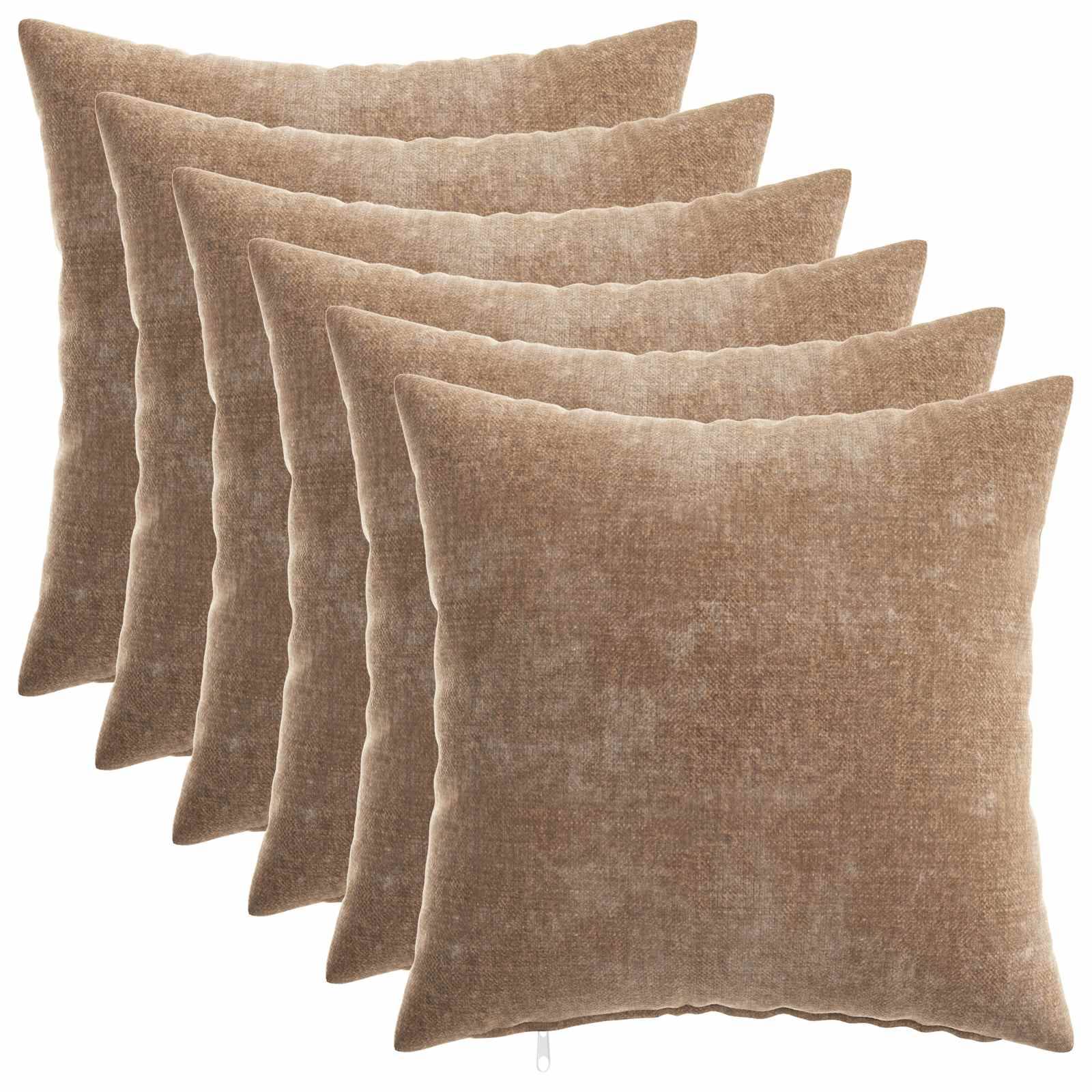 vidaXL Kissenbezug 6 pcs HEERLEN Braun 35 x 35 cm Chenille-Stoff