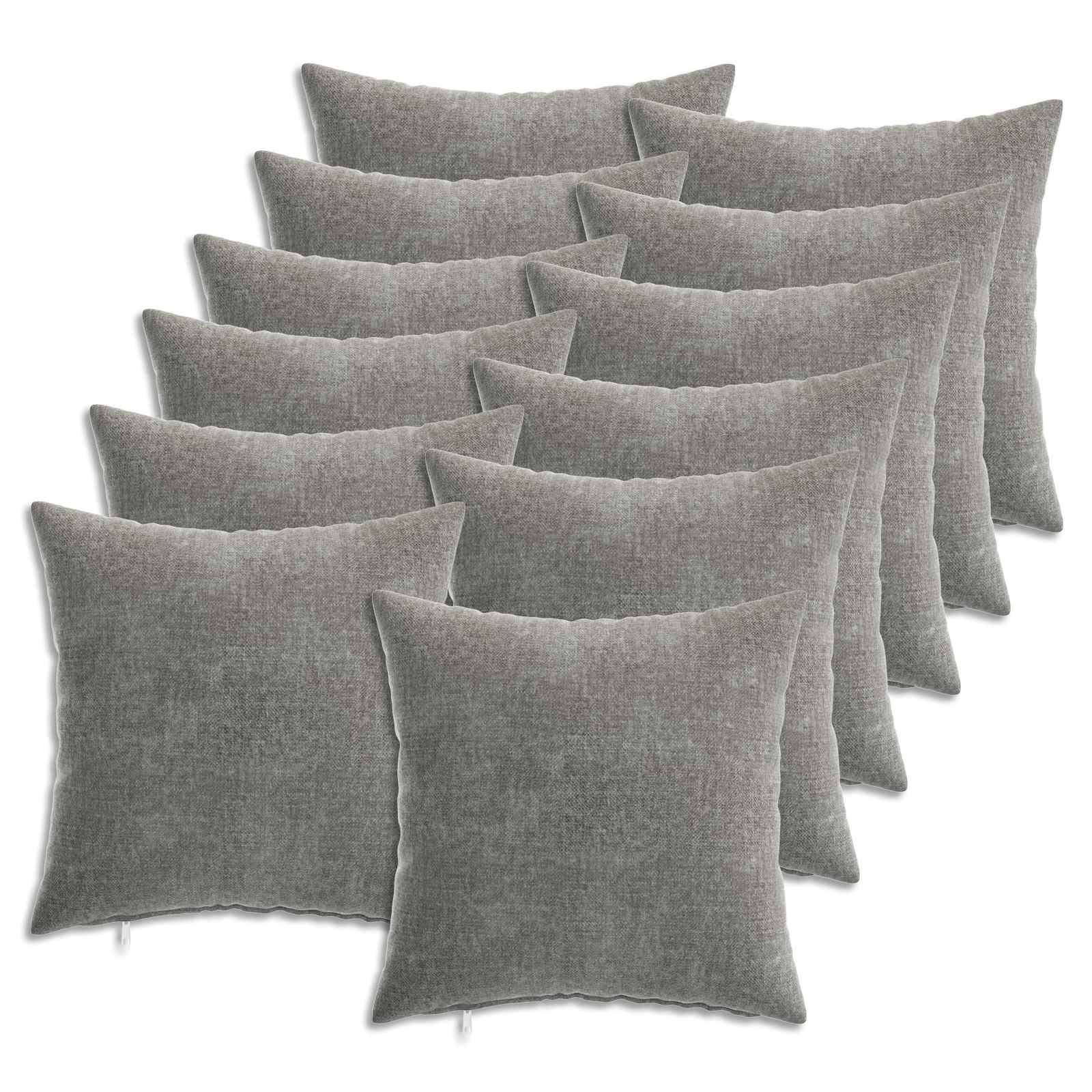 vidaXL Kissenbezug 12 pcs HEERLEN Dunkelgrau 40 x 40 cm Chenille-Stoff