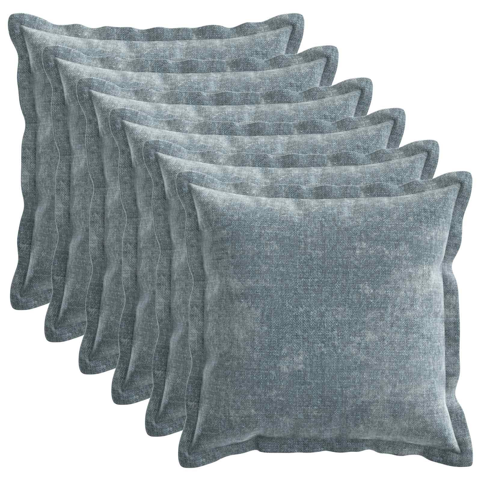 vidaXL Kissenbezug 6 pcs HOUTEN Himmelblau 30 x 30 cm Chenille-Stoff