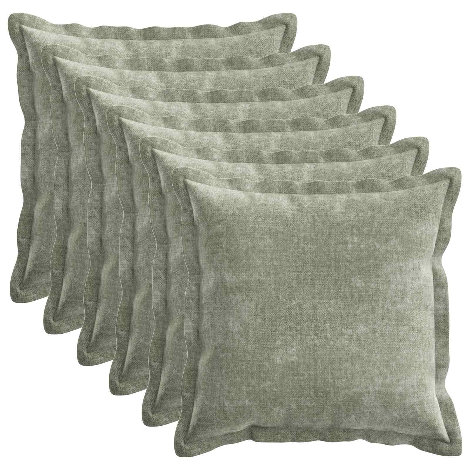 vidaXL Kissenbezug 6 stk. HOUTEN Grün 30 x 30 cm Chenille-Stoff