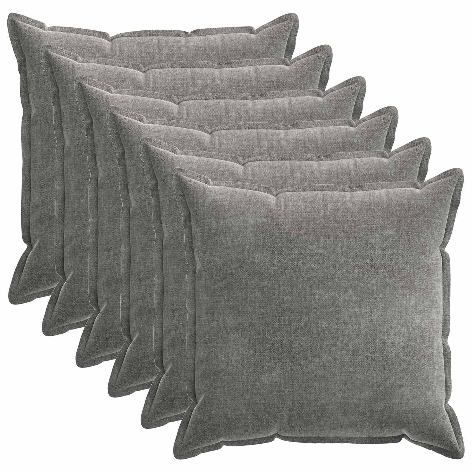 vidaXL Kissenbezug 6 pcs HOUTEN Dunkelgrau 70 x 70 cm Chenille-Stoff