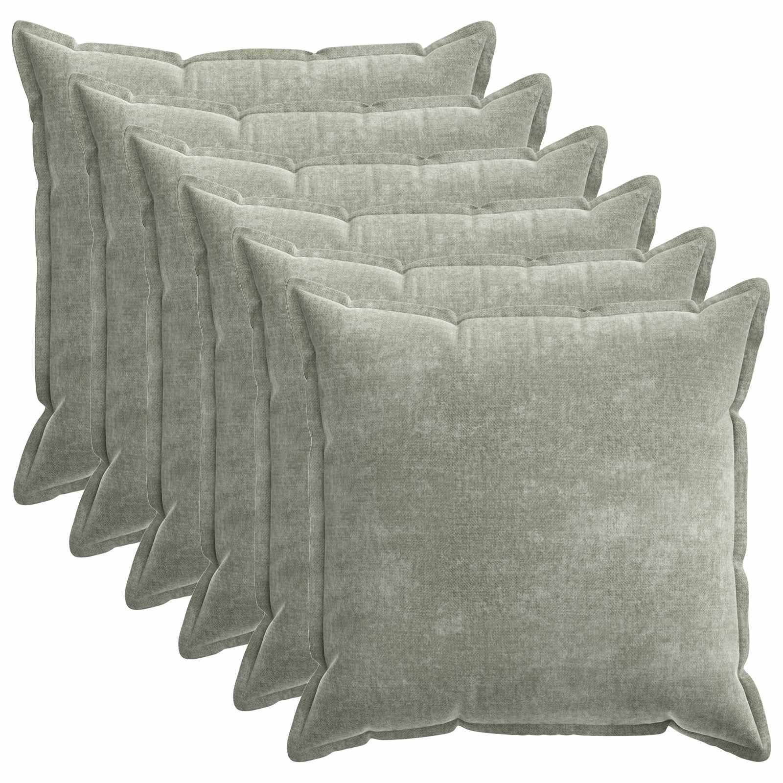 vidaXL Kissenbezug 6 pcs HOUTEN Grün 65 x 65 cm Chenille-Stoff