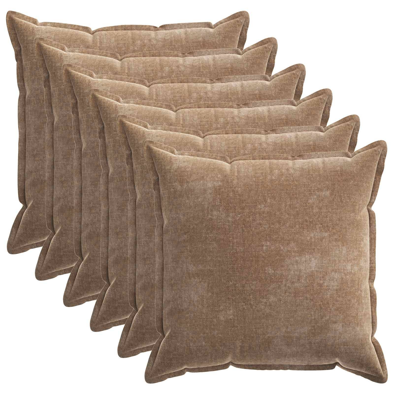 vidaXL Kissenbezug 6 pcs HOUTEN Braun 70 x 70 cm Chenille-Stoff