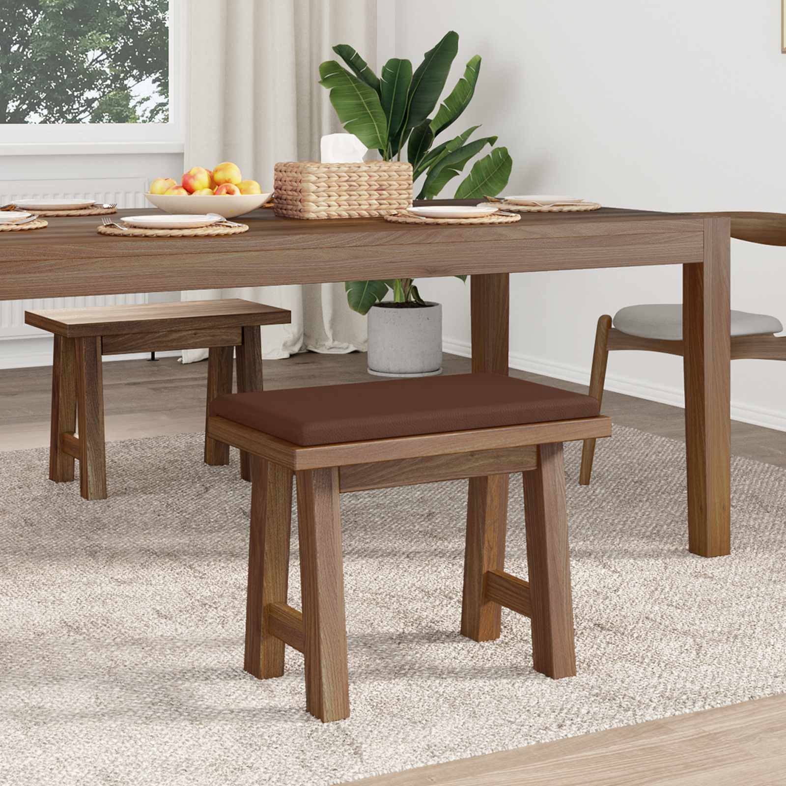 vidaXL Bankkissen Kunstleder Braun Tiefe 35 cm