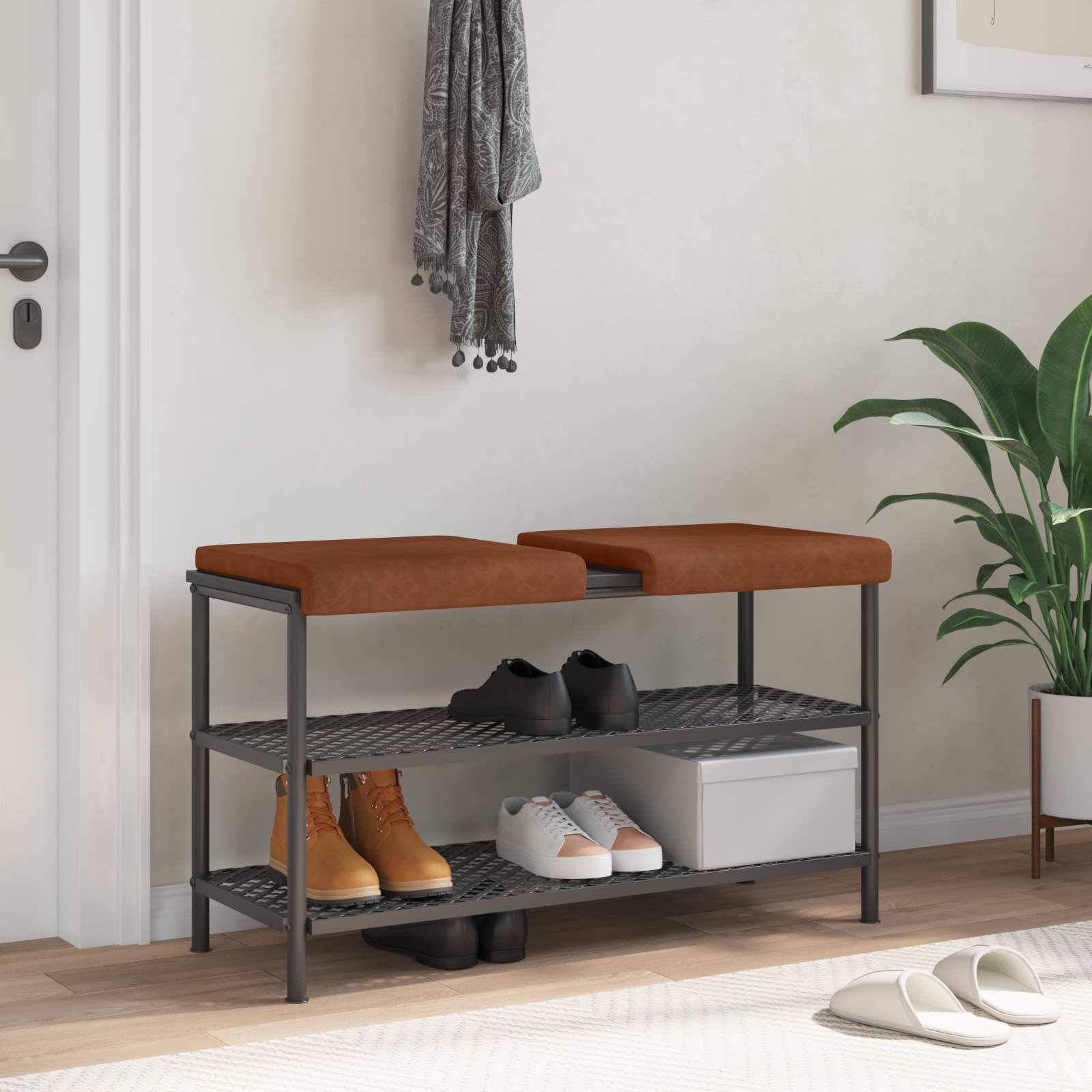 vidaXL Bankkissen 2 pcs Kunstleder Braun Tiefe 35 cm