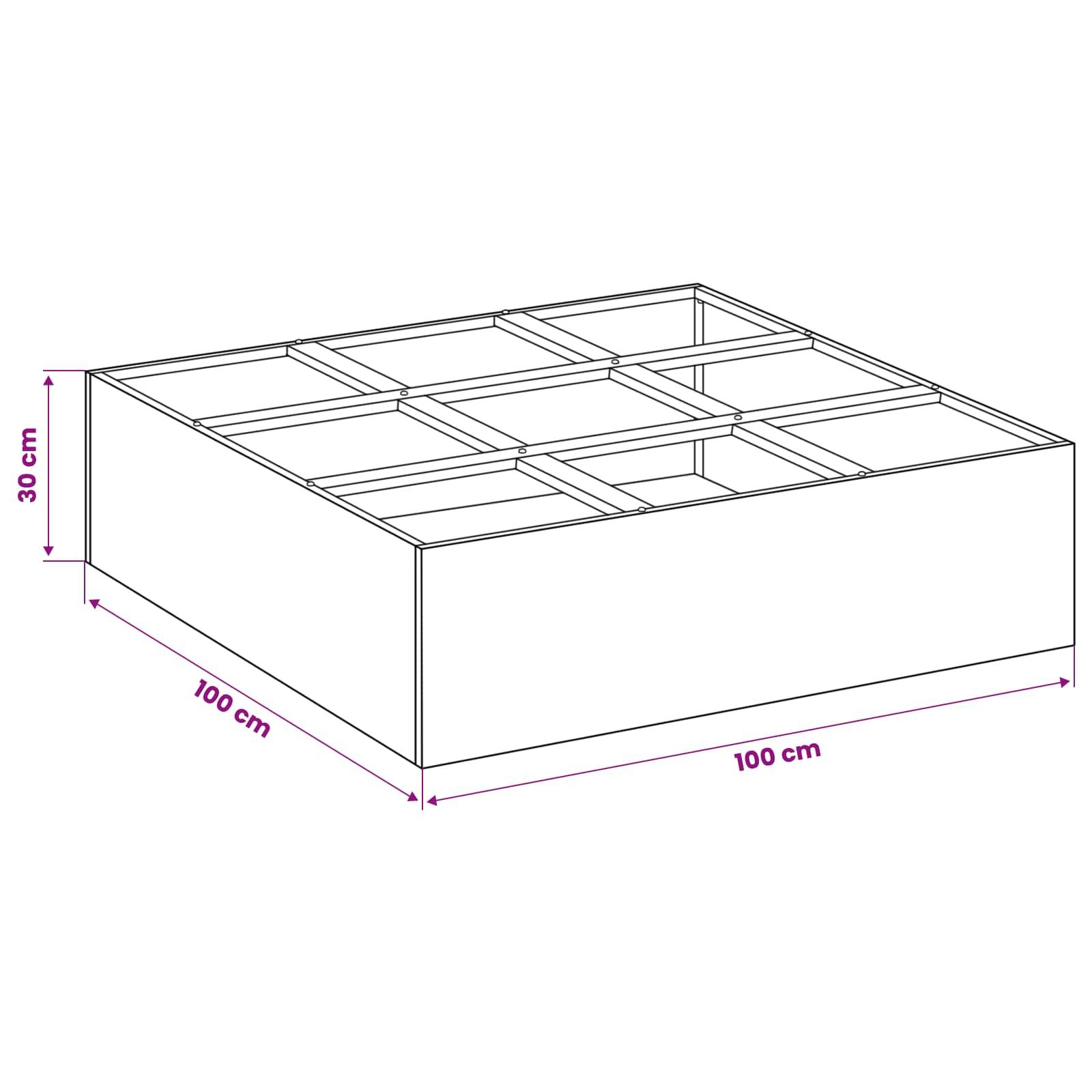 vidaXL Garten-Pflanzgefäß Silber 100 x 100 x 20 cm Verzinkter Stahl