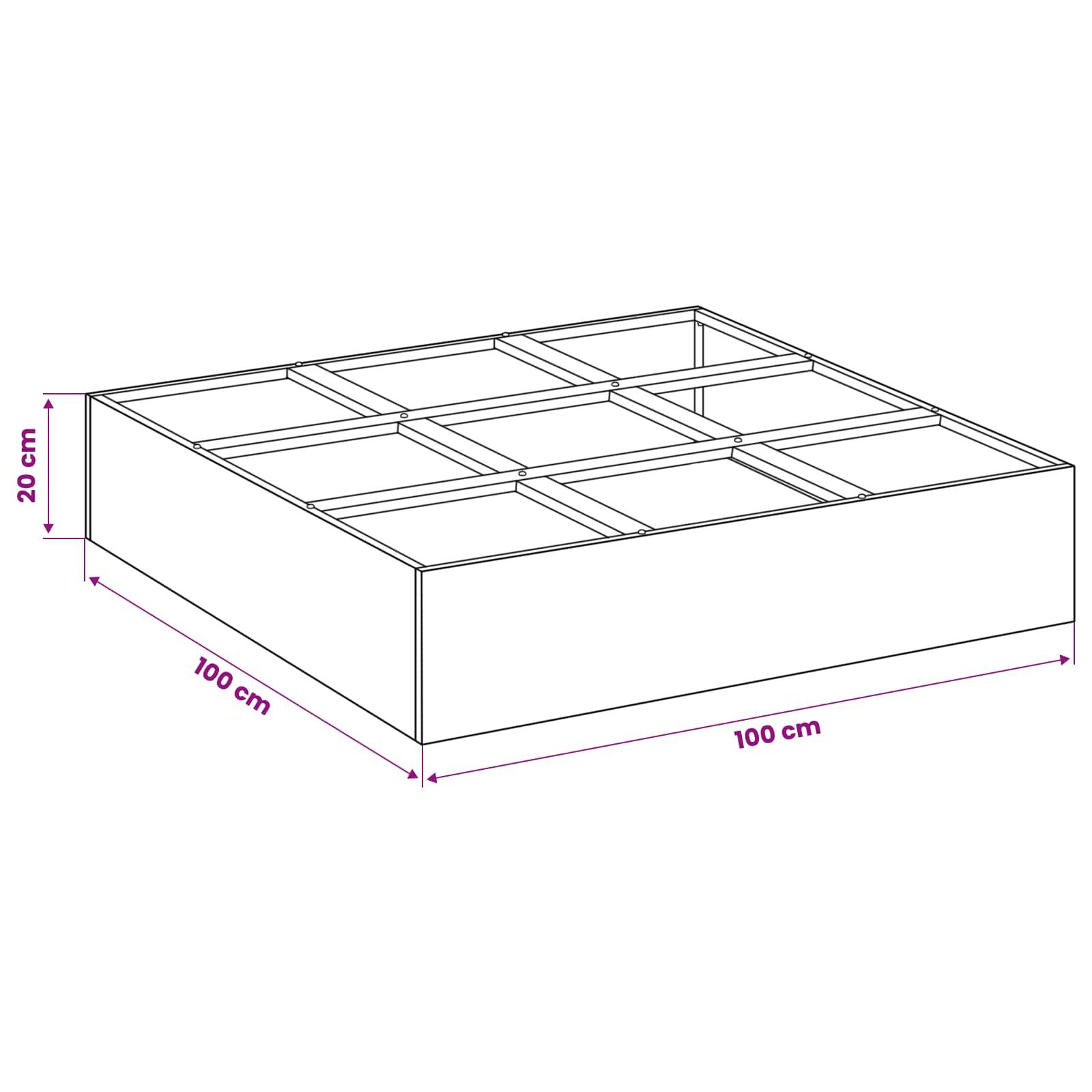 vidaXL Garten-Pflanzgefäß Silber 100 x 100 x 30 cm Verzinkter Stahl