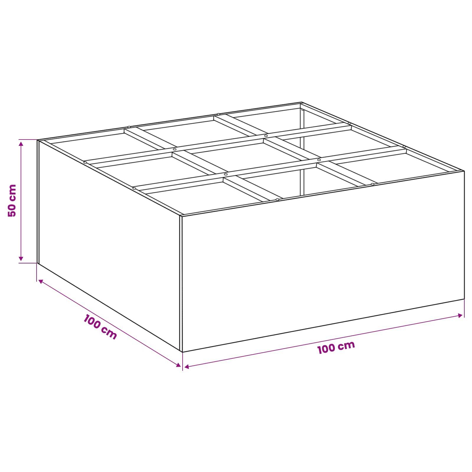 vidaXL Garten-Pflanzgefäß Silber 100 x 100 x 50 cm Verzinkter Stahl