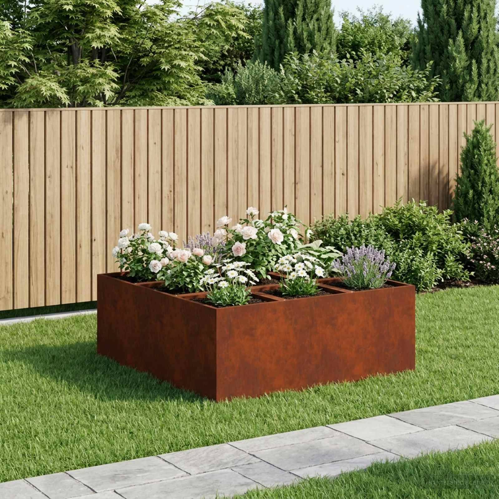 vidaXL Garten-Pflanzgefäß Rostoptik 100 x 100 x 40 cm Wetterfeststahl