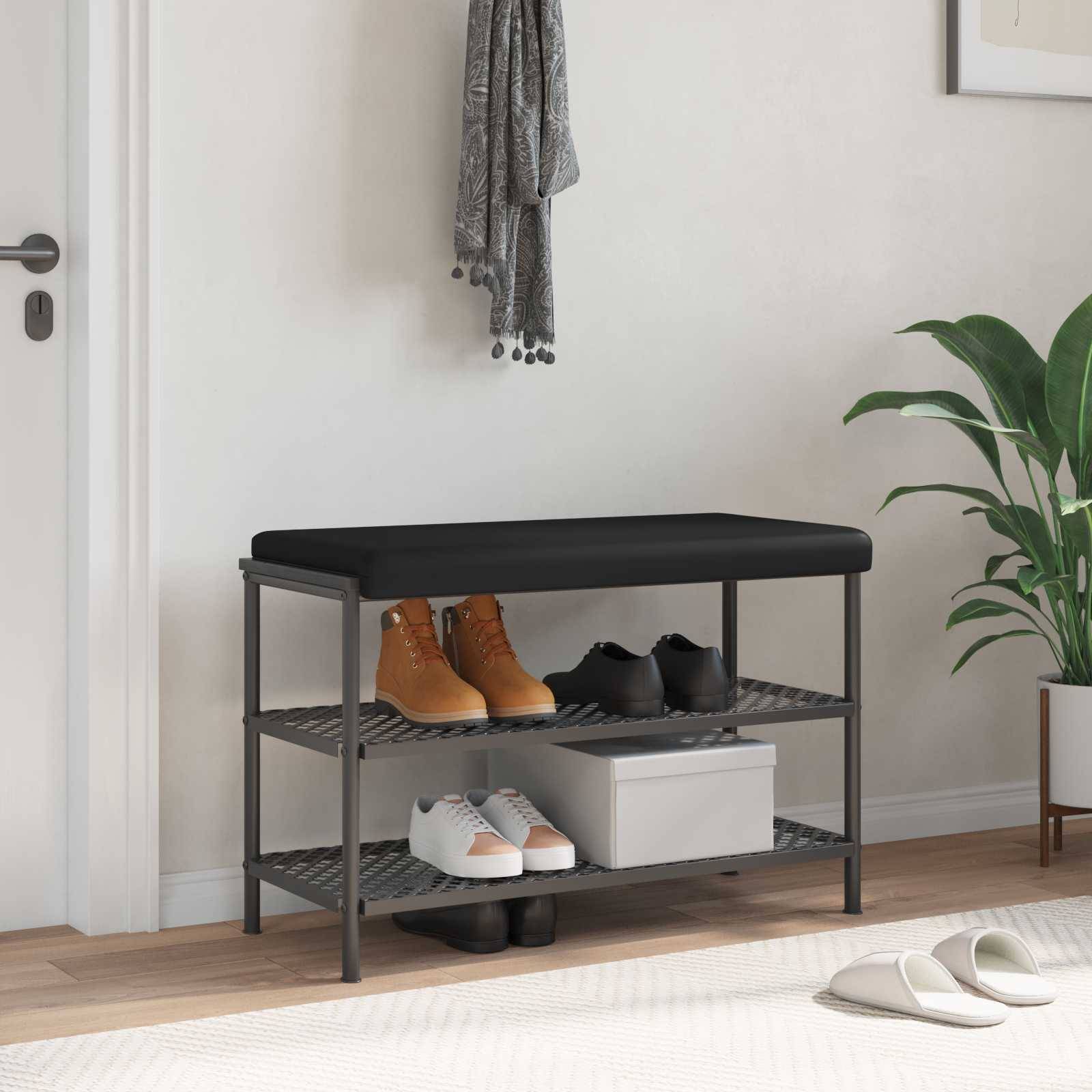 vidaXL Bankkissen Kunstleder Schwarz Tiefe 35 cm