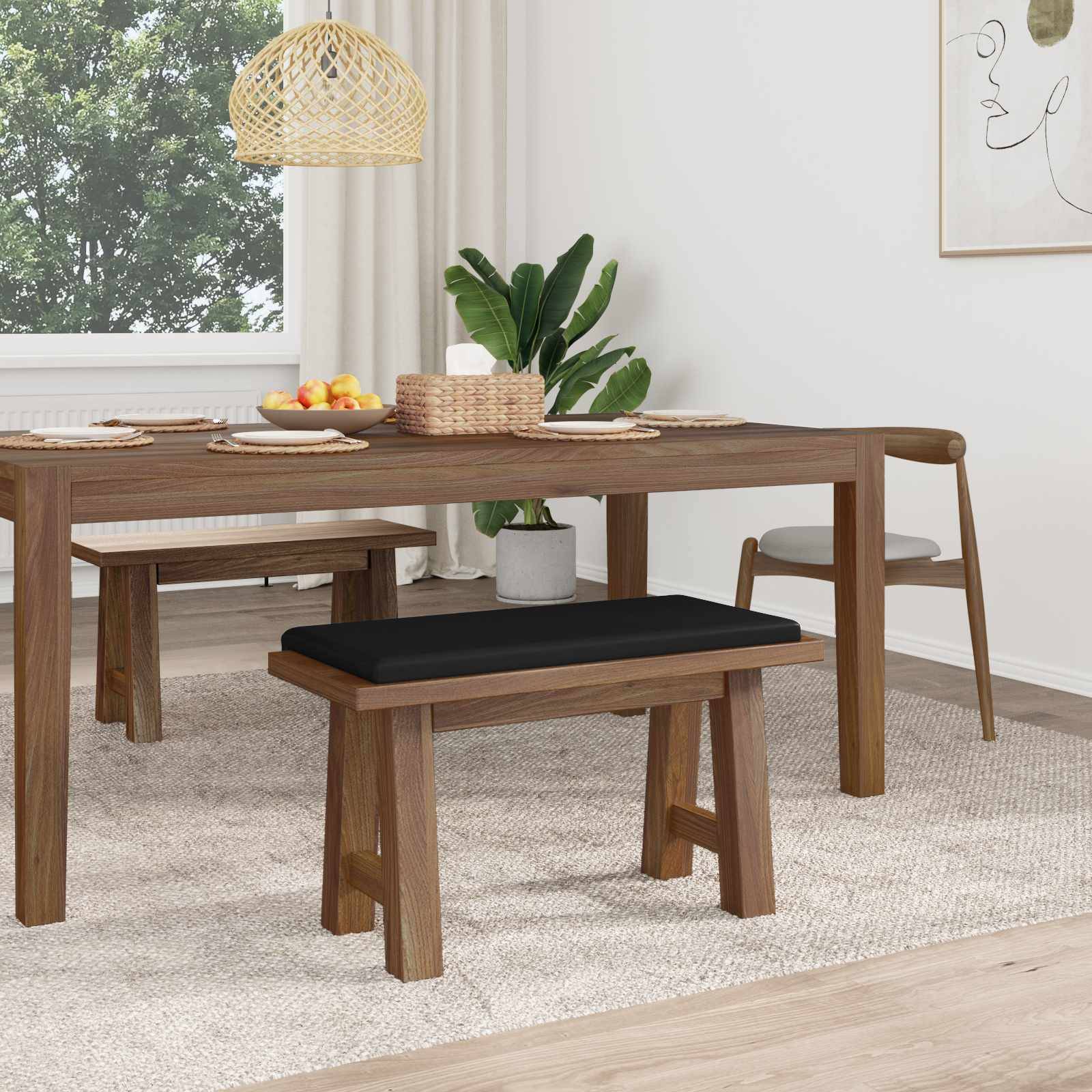 vidaXL Bankkissen Kunstleder Schwarz Tiefe 35 cm
