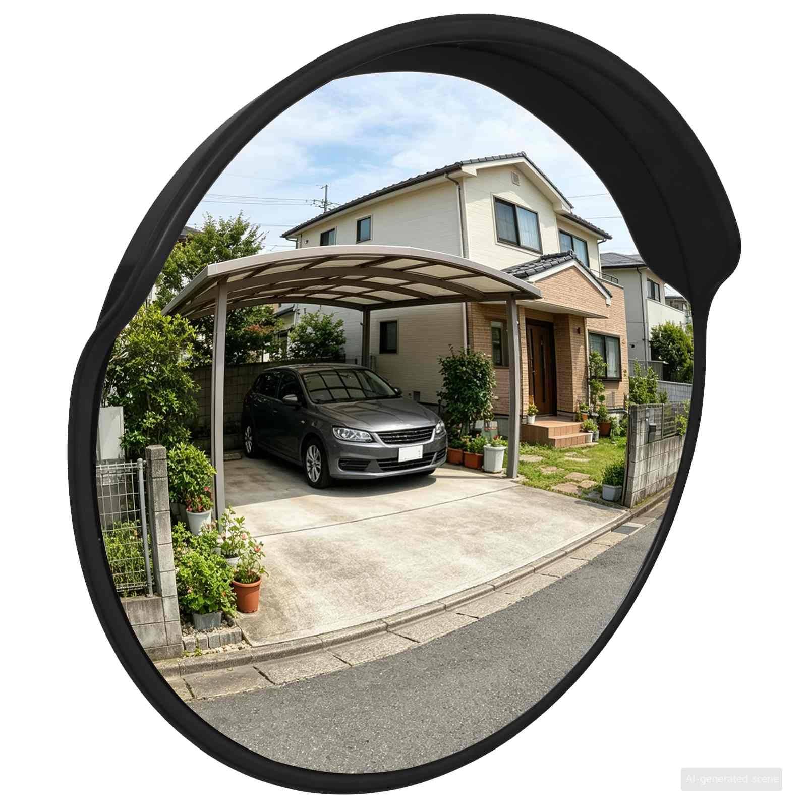 vidaXL Outdoor-Konvex-Verkehrsspiegel Schwarz Ø75 cm Polycarbonat