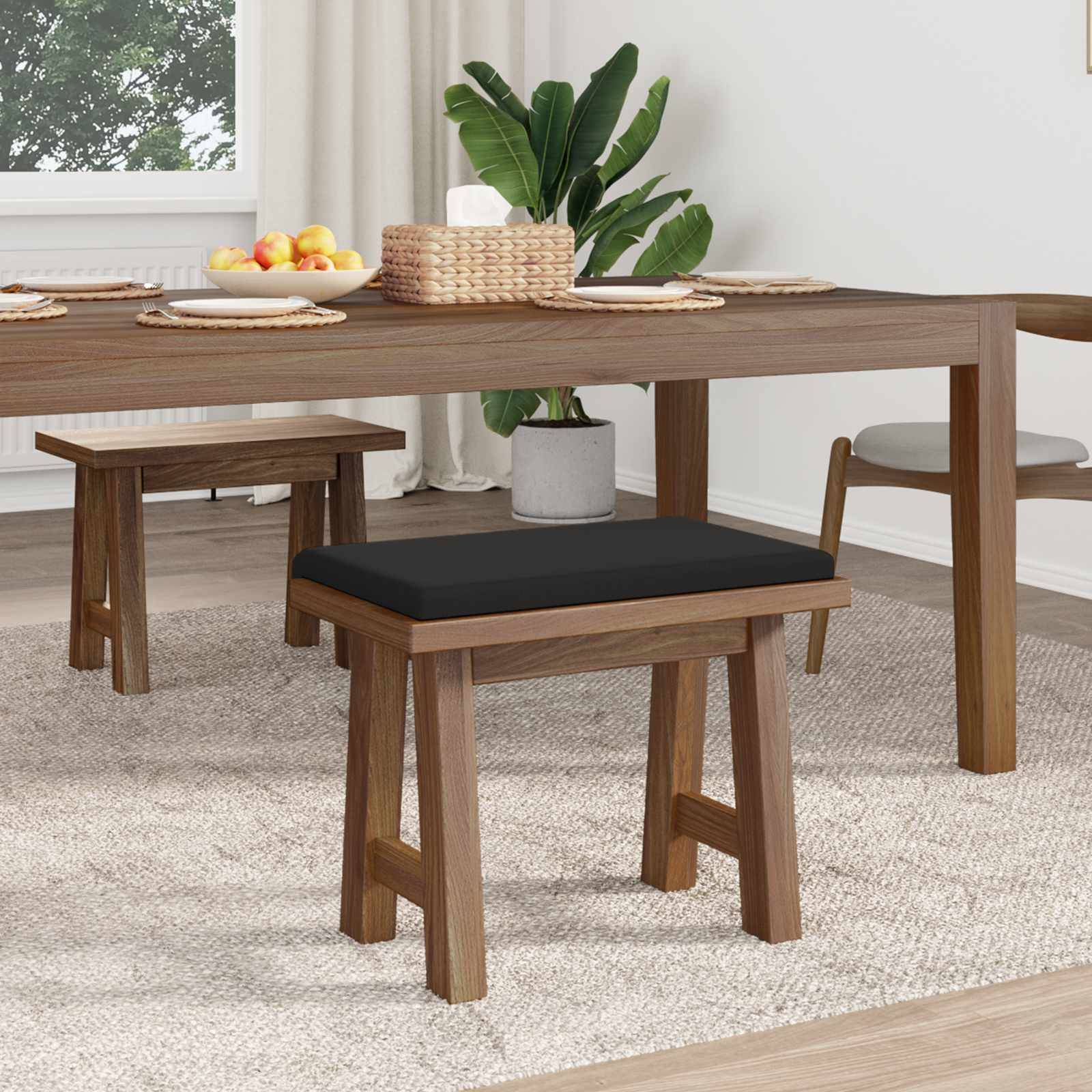vidaXL Bankkissen Strukturiertes Samt Schwarz Tiefe 35 cm